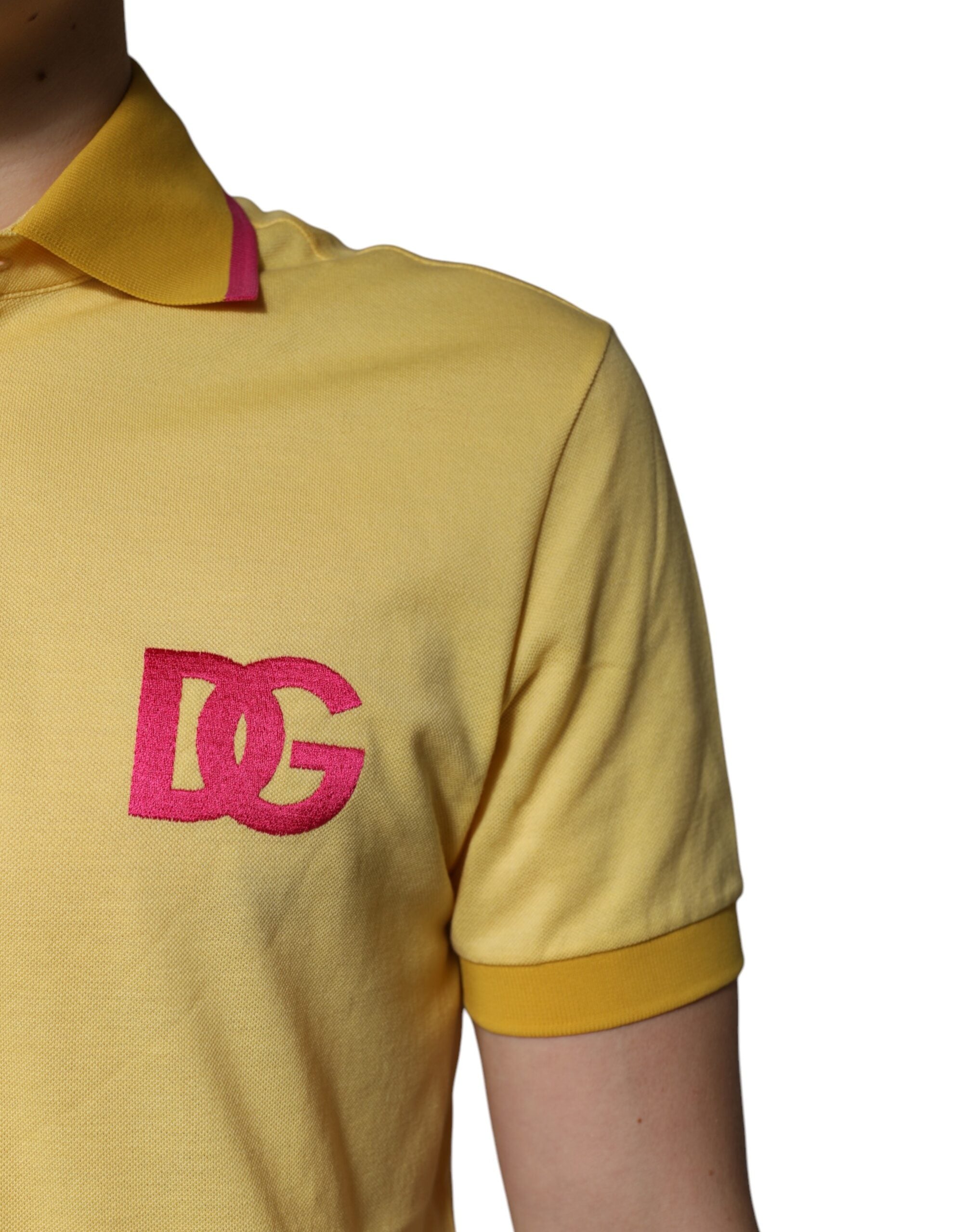 Dolce & Gabbana Yellow Cotton Logo Collared Polo Men's T-shirt