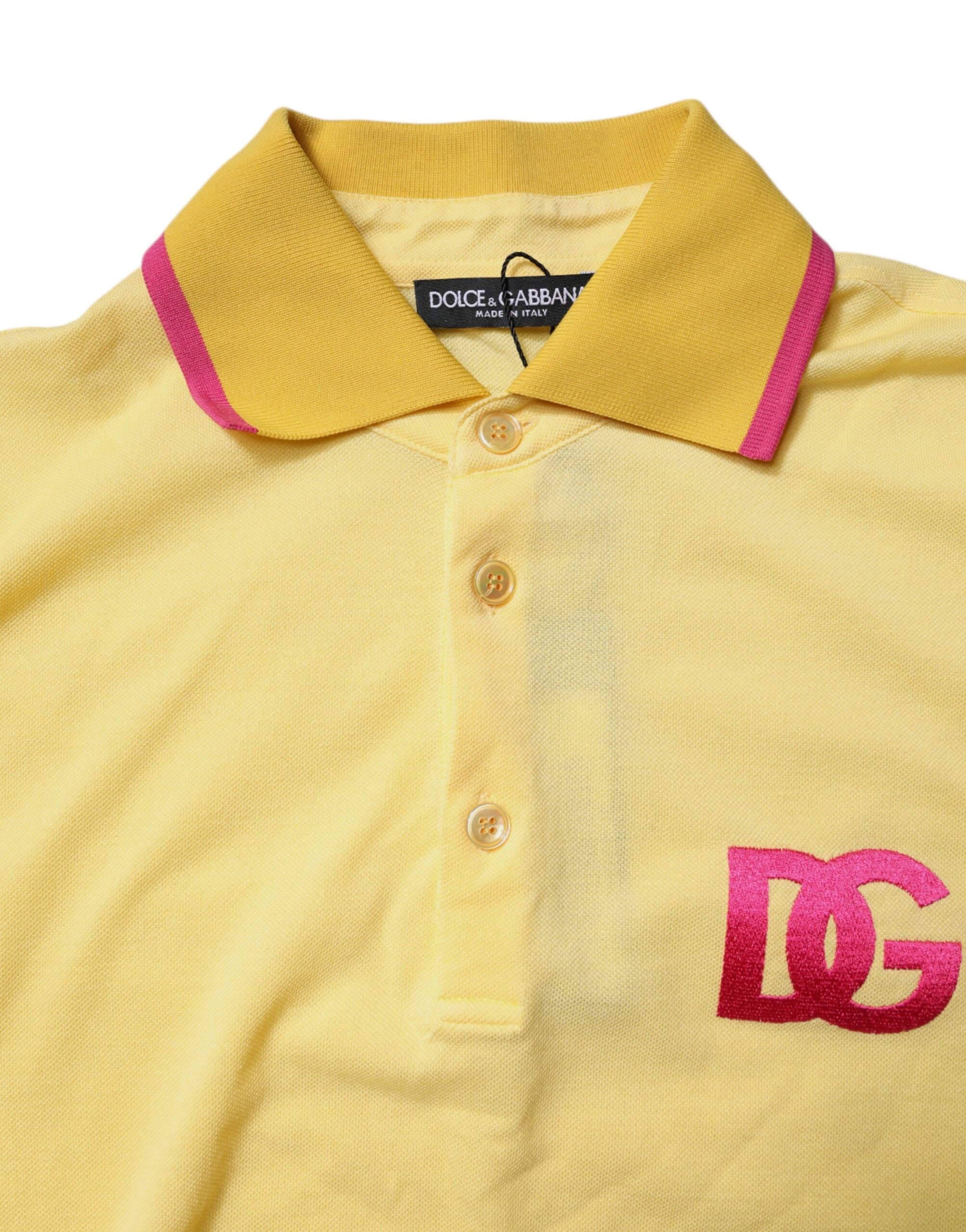 Dolce & Gabbana Yellow Cotton Logo Collared Polo Men's T-shirt