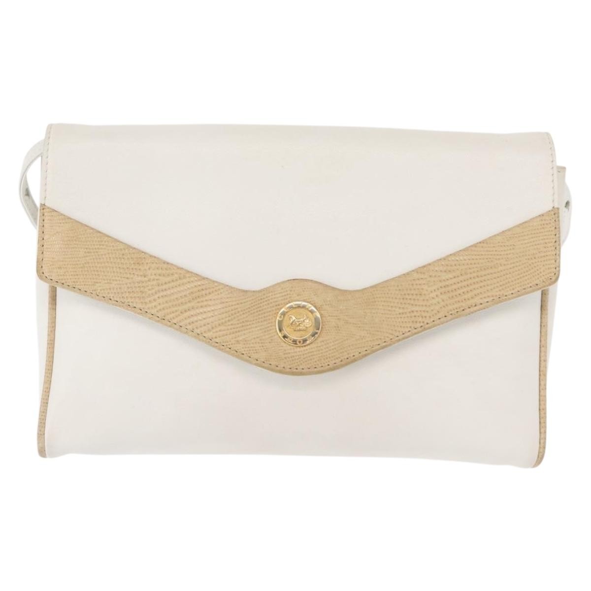 Celine Shoulder Leather White Leather Shoulder Bag Bag (Pre-Owned)