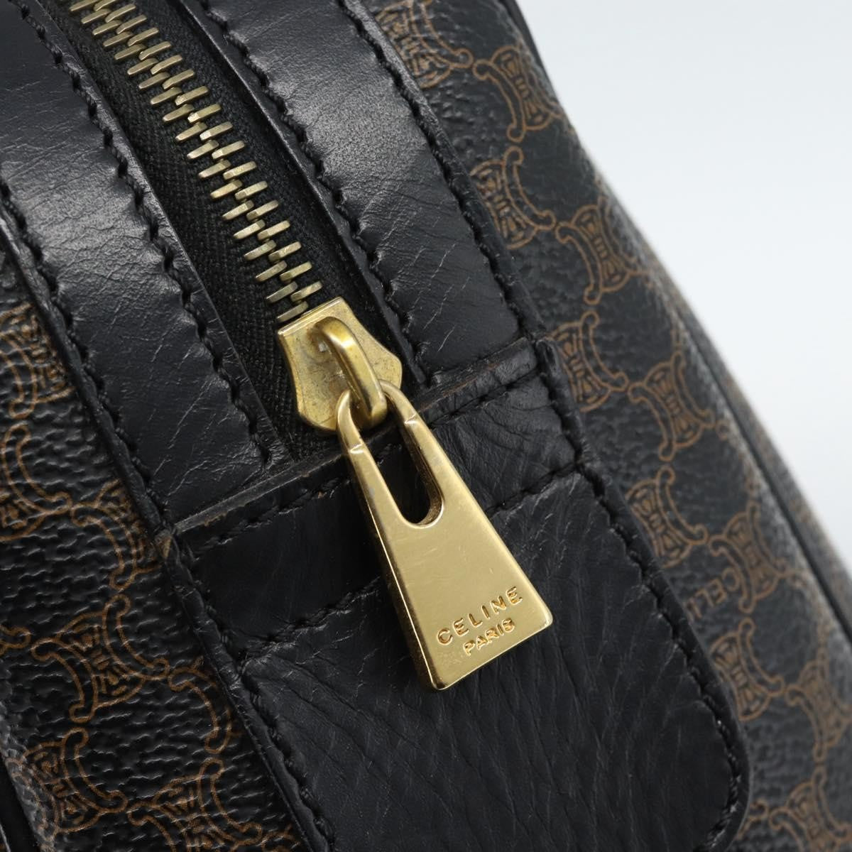Celine Vintage Boston Macadam Coated Canvas Black Canvas Handbag (Pre-Owned)