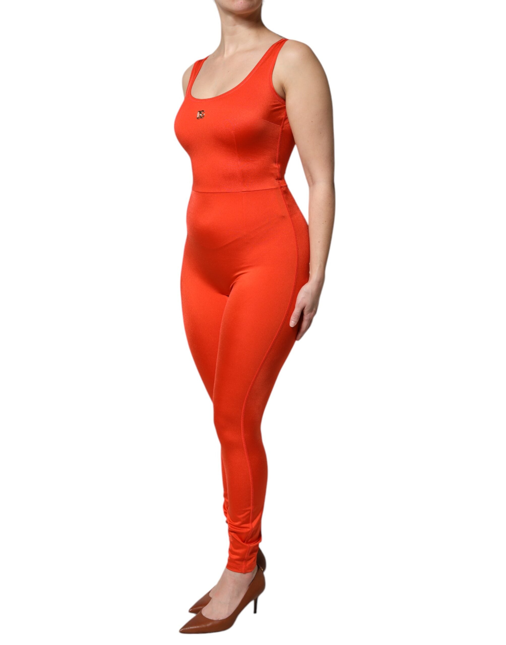 Dolce & Gabbana Orange Sleeveless Bodycon Jumpsuit Women's Dress