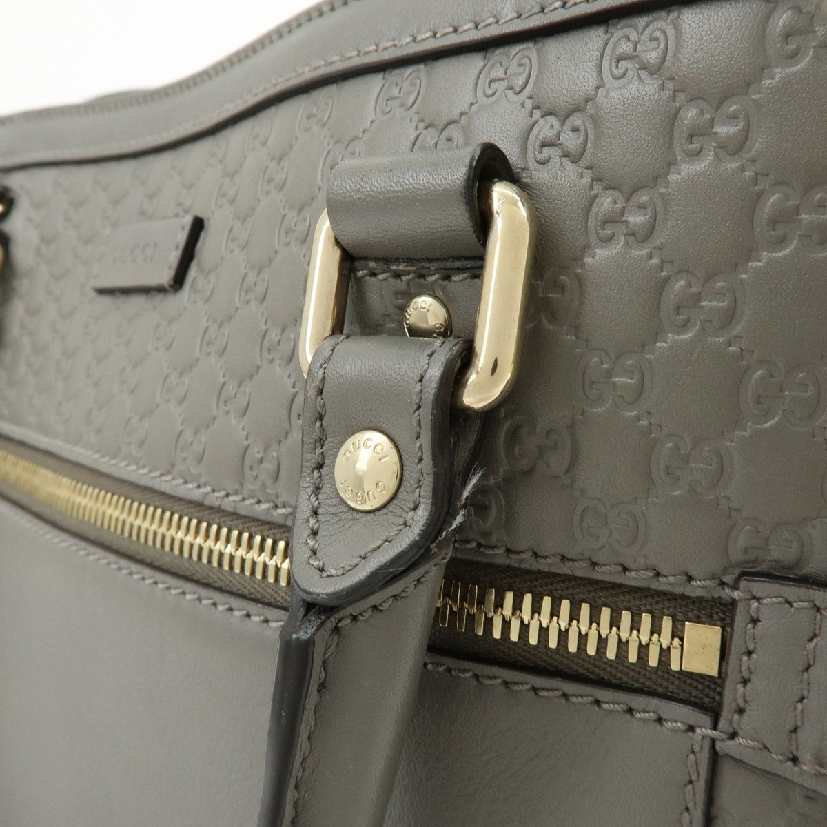 Gucci Zip Pocket Soft Microguccissima Leather Gray Leather Tote Bag Bag (Pre-Owned)