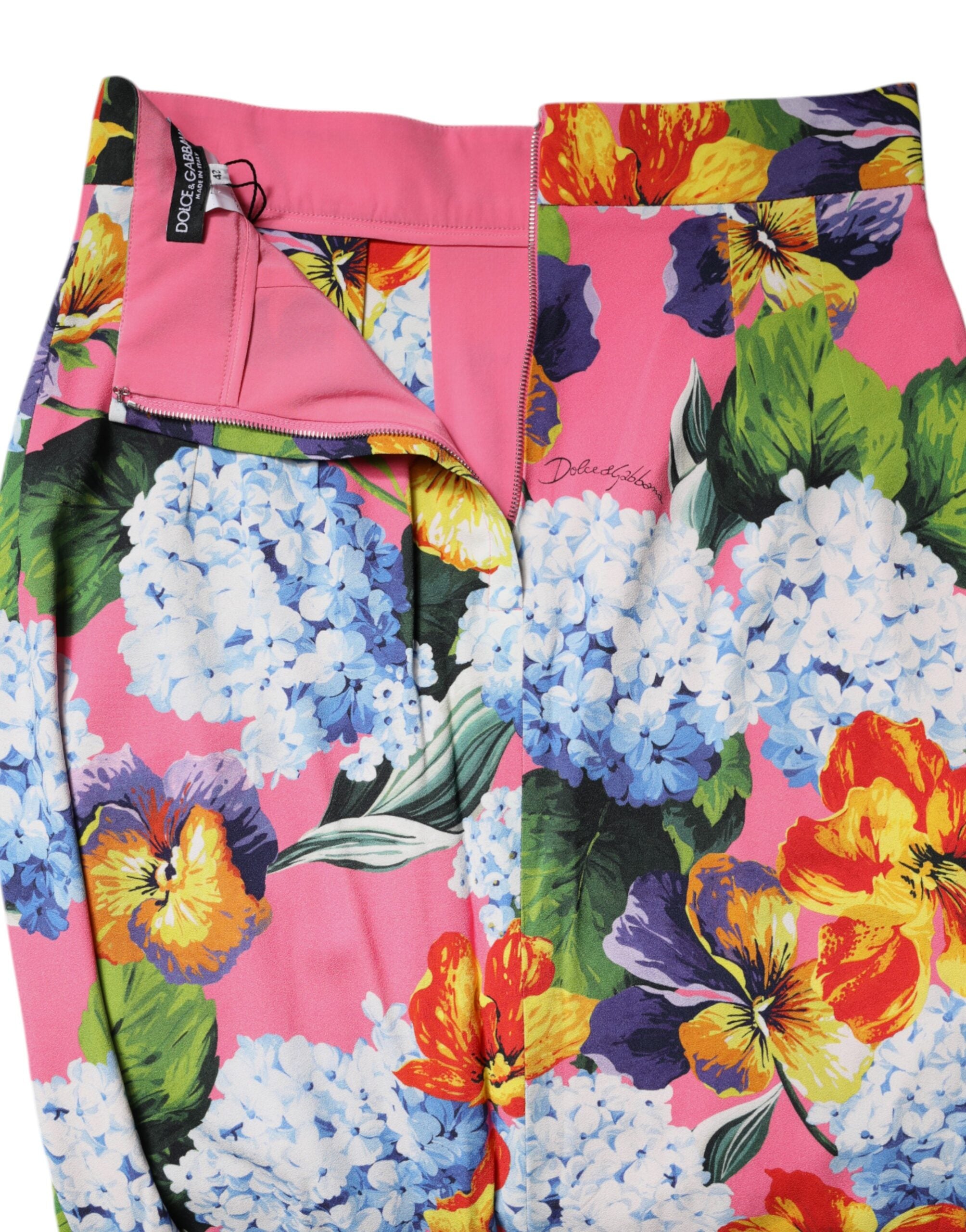 Dolce & Gabbana Multicolor Floral Print High Waist Midi Women's Skirt