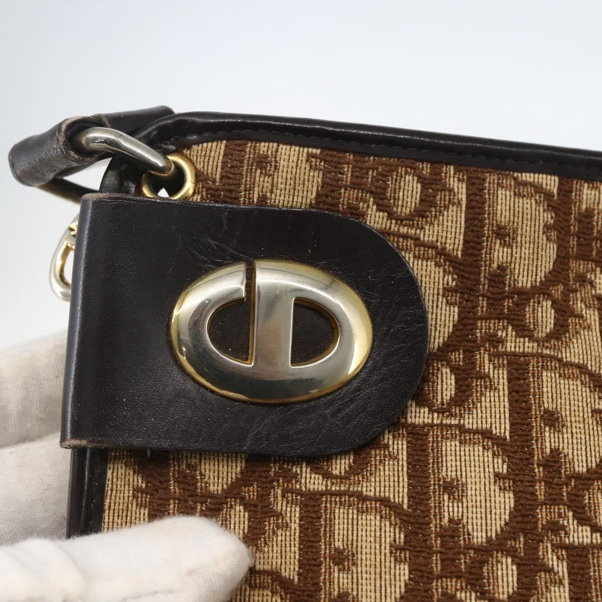 Christian Dior Vintage Cd Trotter Canvas Beige Canvas Shoulder Bag Bag (Pre-Owned)