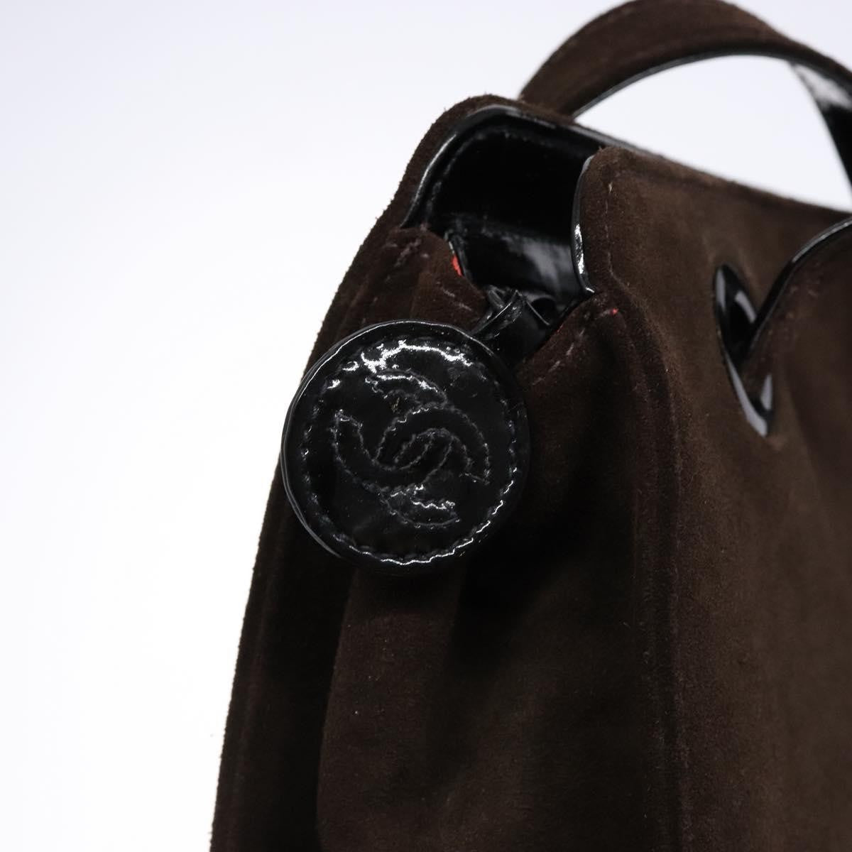 Chanel Vintage Logo Tote Suede Brown Suede Tote Bag Bag (Pre-Owned)