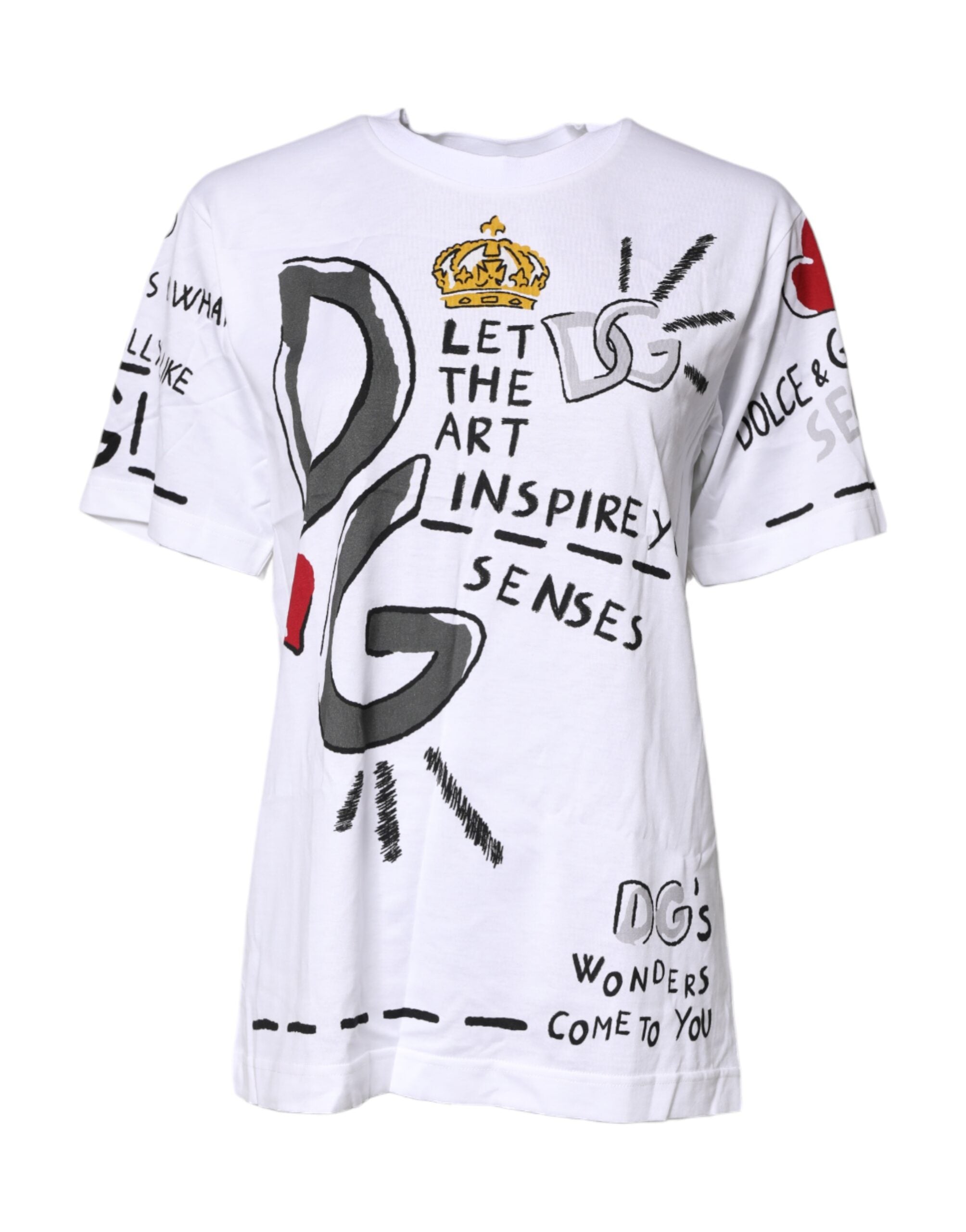 Dolce & Gabbana White Short-Sleeved Printed Jersey Women's T-shirt
