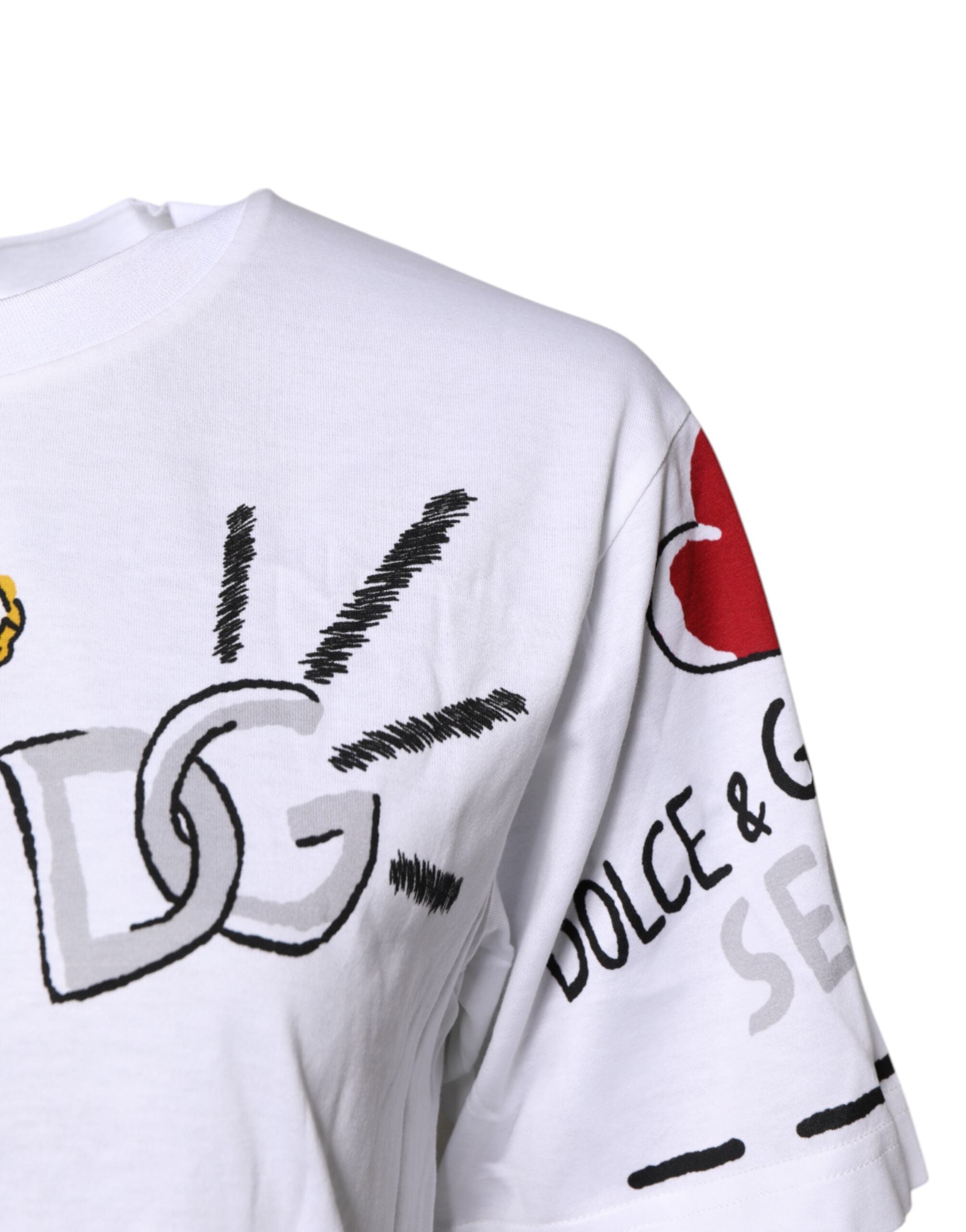 Dolce & Gabbana White Short-Sleeved Printed Jersey Women's T-shirt