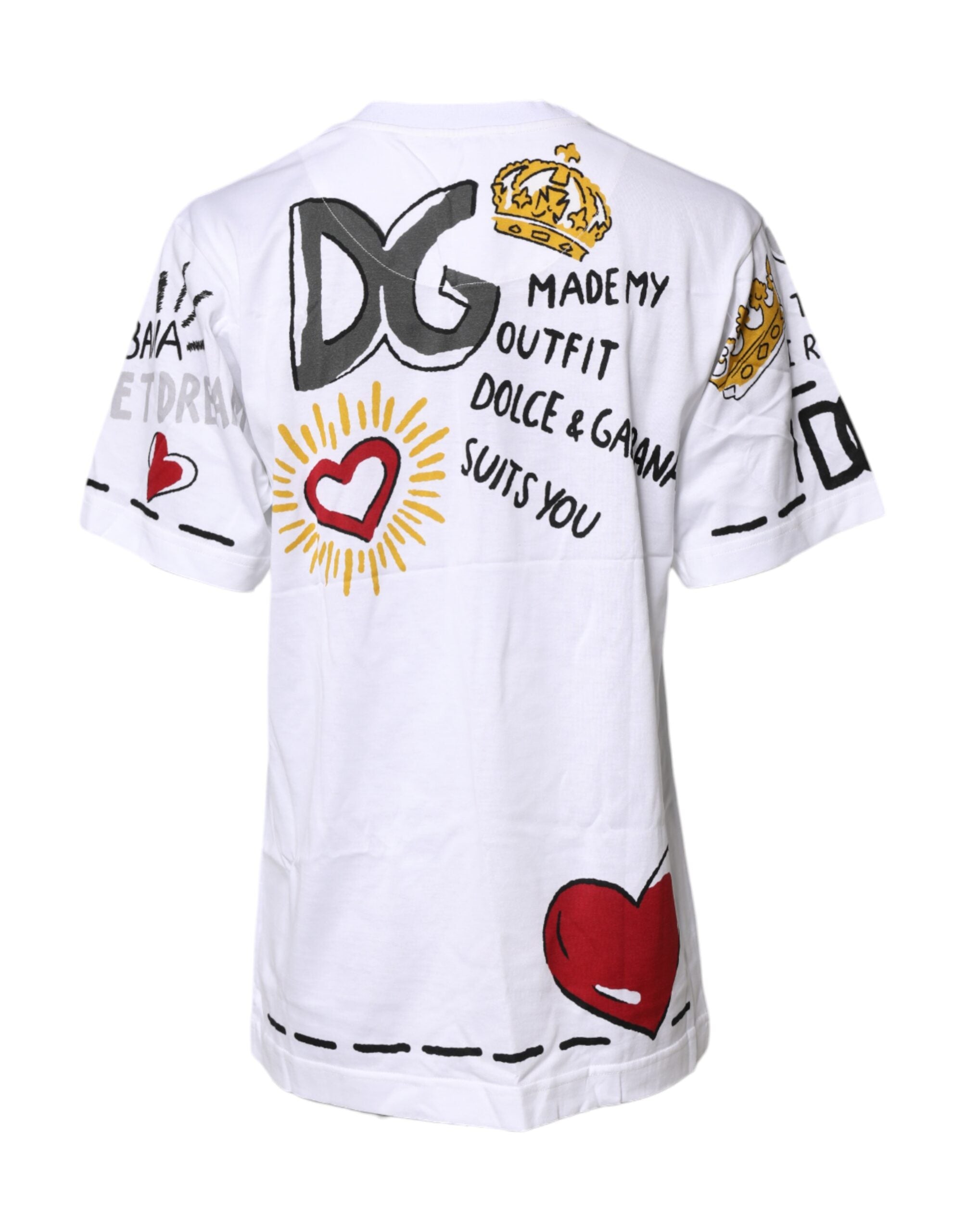 Dolce & Gabbana White Short-Sleeved Printed Jersey Women's T-shirt