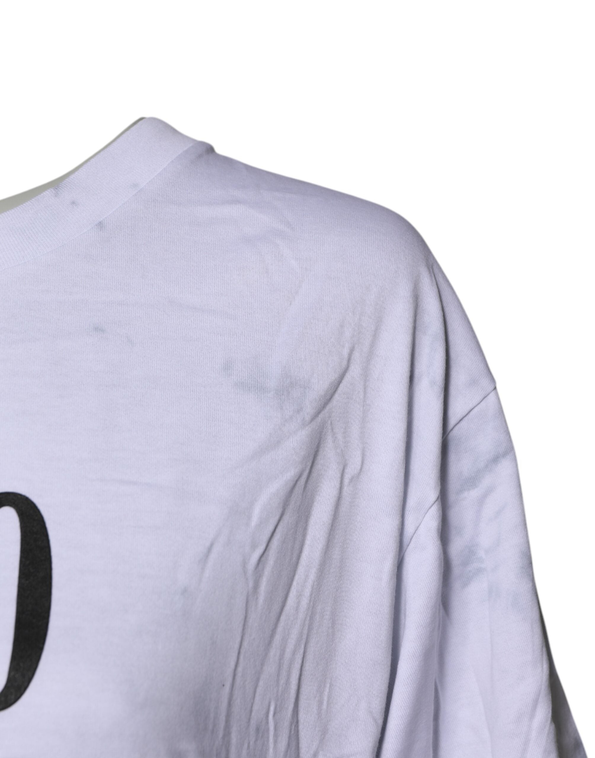 Dolce & Gabbana White Print Lace-Up Cotton Crew Neck Women's T-shirt (Pre-Owned)