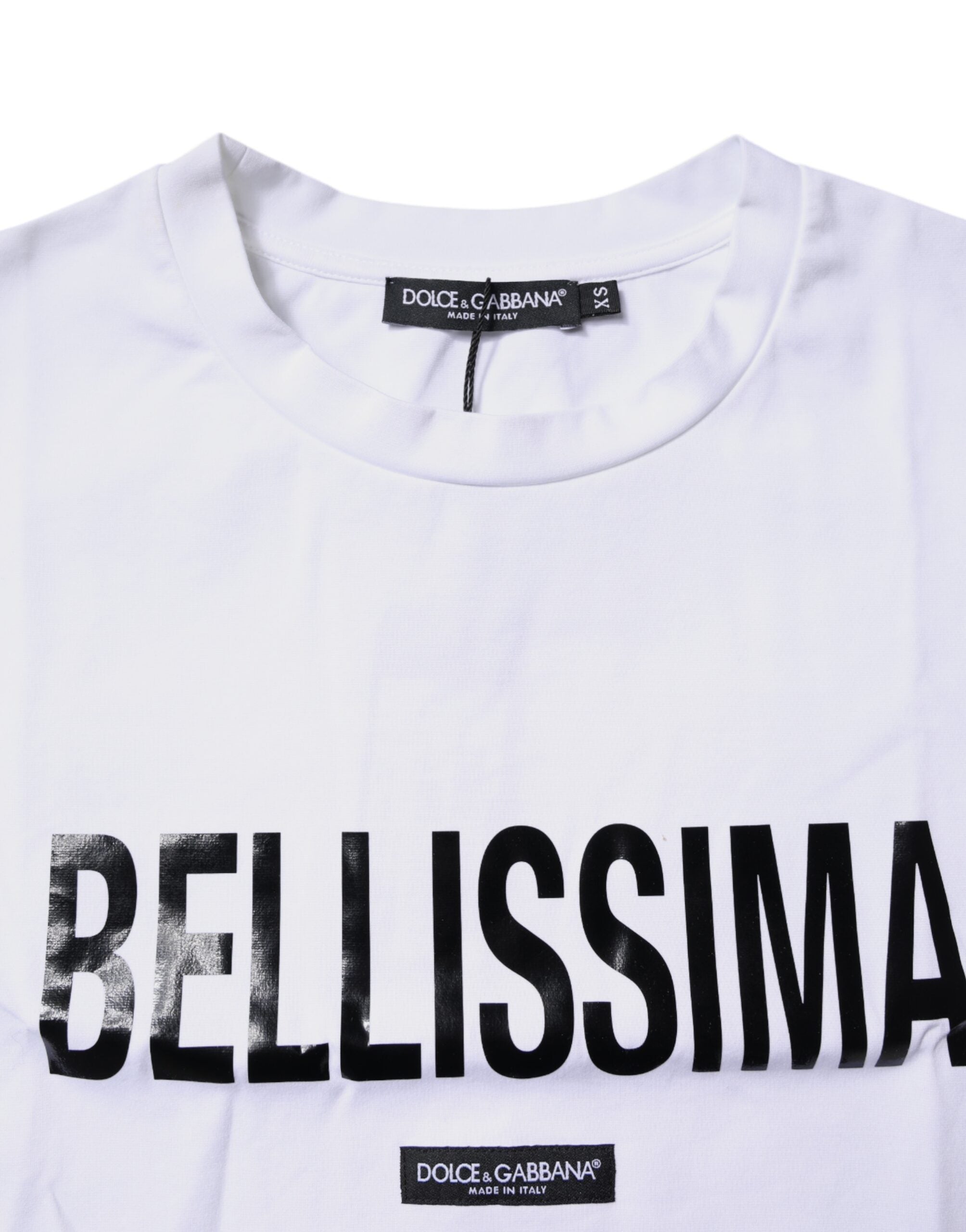 Dolce & Gabbana White Bellissima Cotton Crew Neck Women's T-shirt (Pre-Owned)
