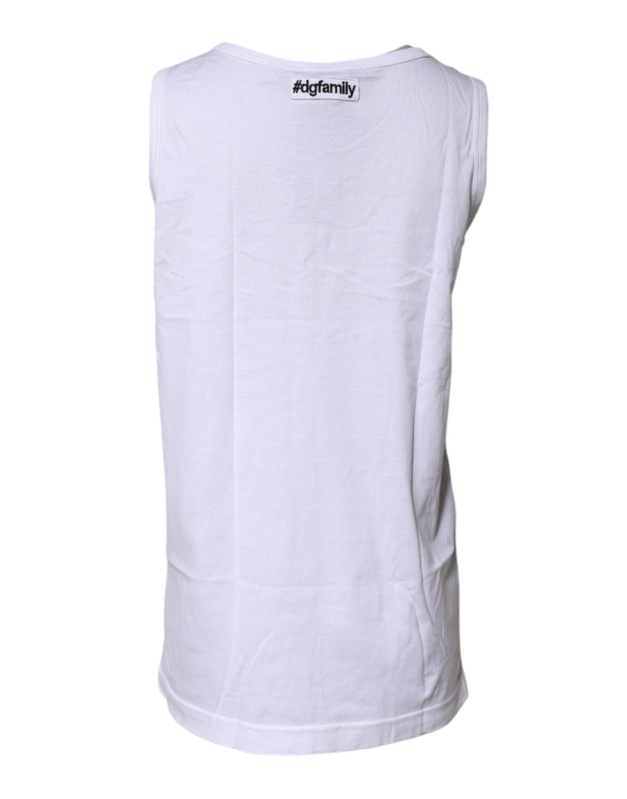 Dolce & Gabbana White Cotton Anchor Chain Embroidery Tank Women's Top (Pre-Owned)