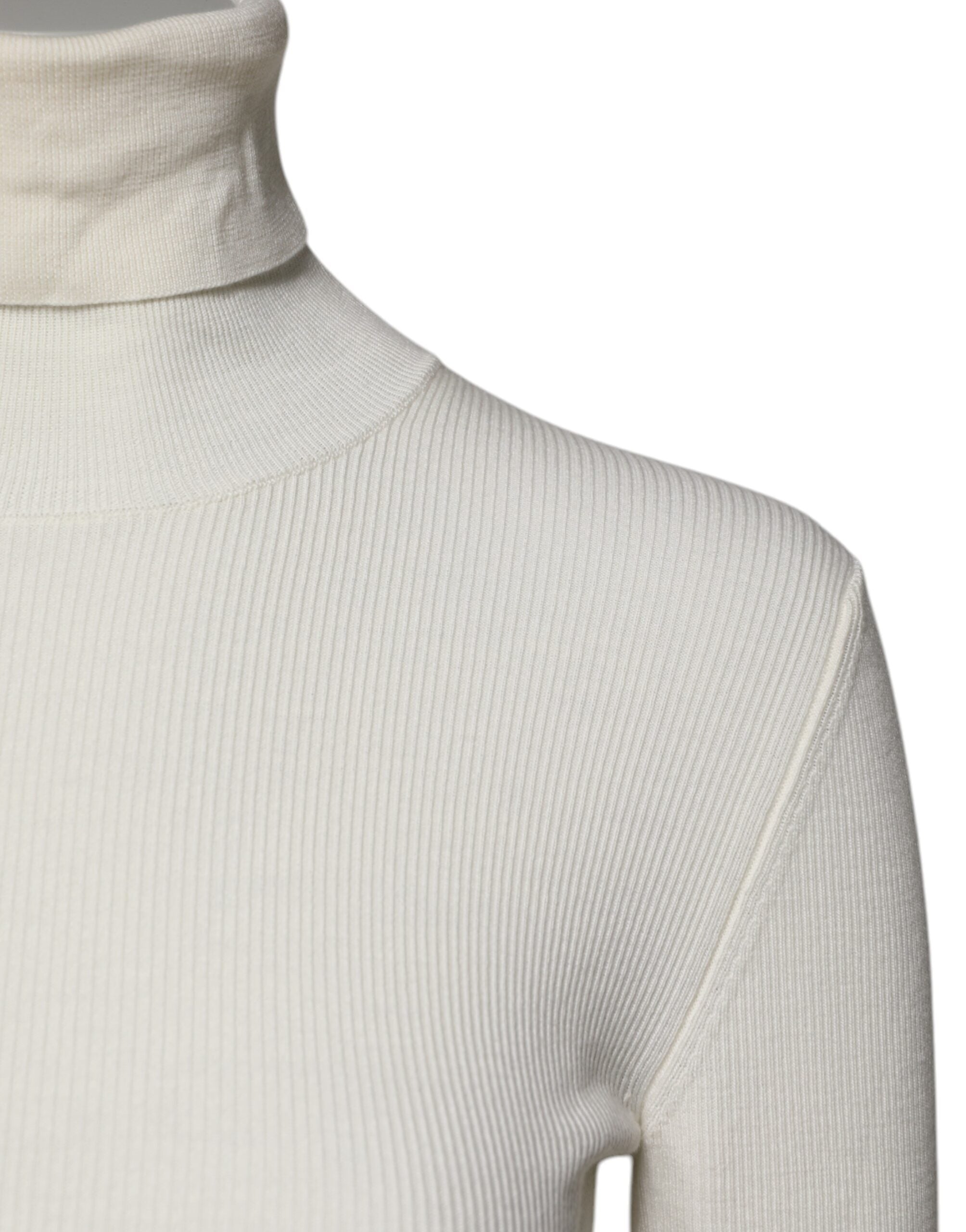 Dolce & Gabbana Cream Long Sleeves Turtleneck Slim Women's Sweater (Pre-Owned)