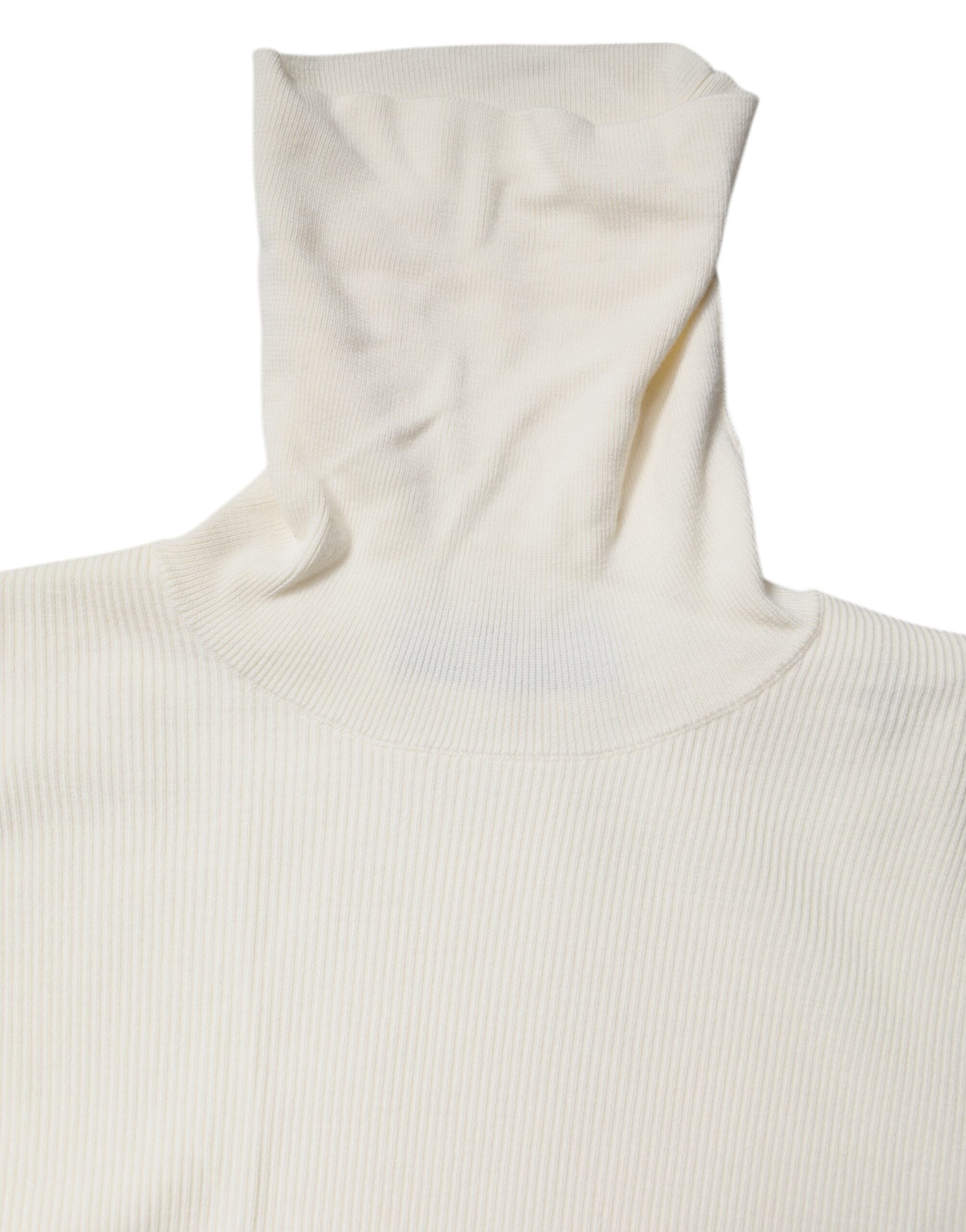Dolce & Gabbana Cream Long Sleeves Turtleneck Slim Women's Sweater (Pre-Owned)