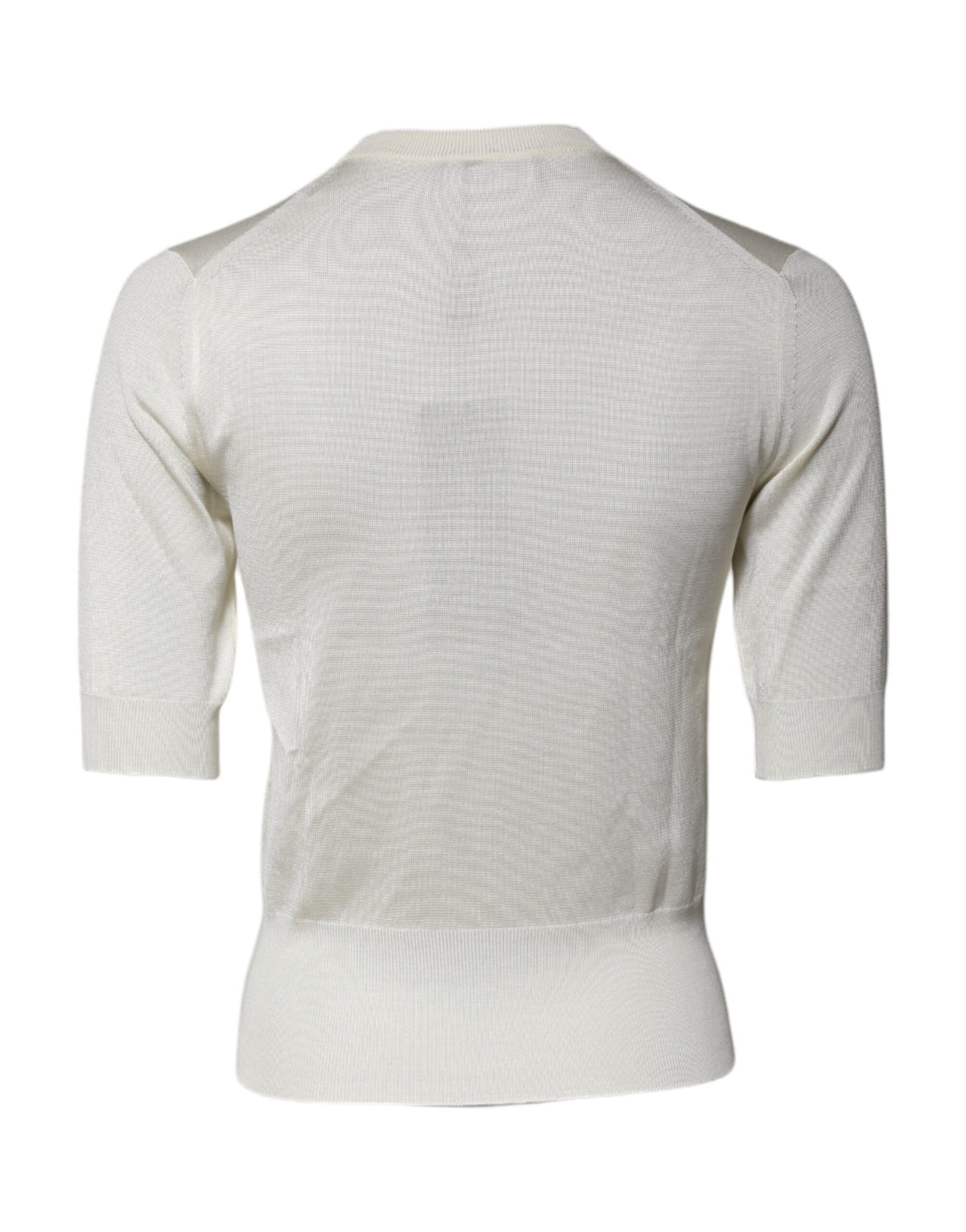 Dolce & Gabbana Cream Short Sleeve Silk Round Neck Blouse Women's Top (Pre-Owned)