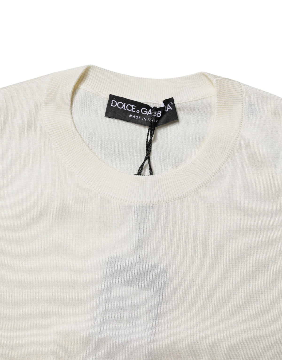 Dolce & Gabbana Cream Short Sleeve Silk Round Neck Blouse Women's Top (Pre-Owned)