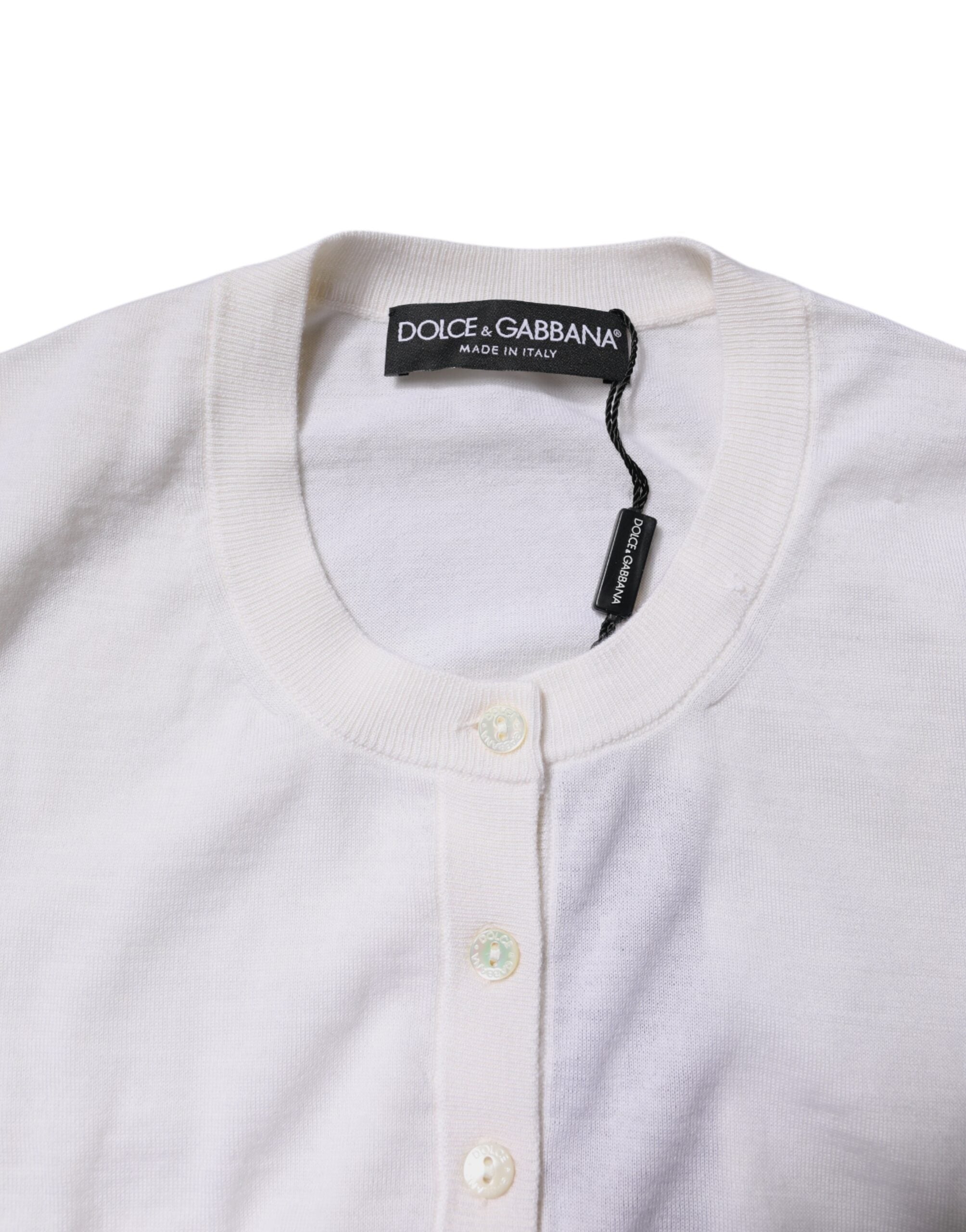 Dolce & Gabbana Cream Cashmere Knit Cropped Cardigan Women's Sweater (Pre-Owned)