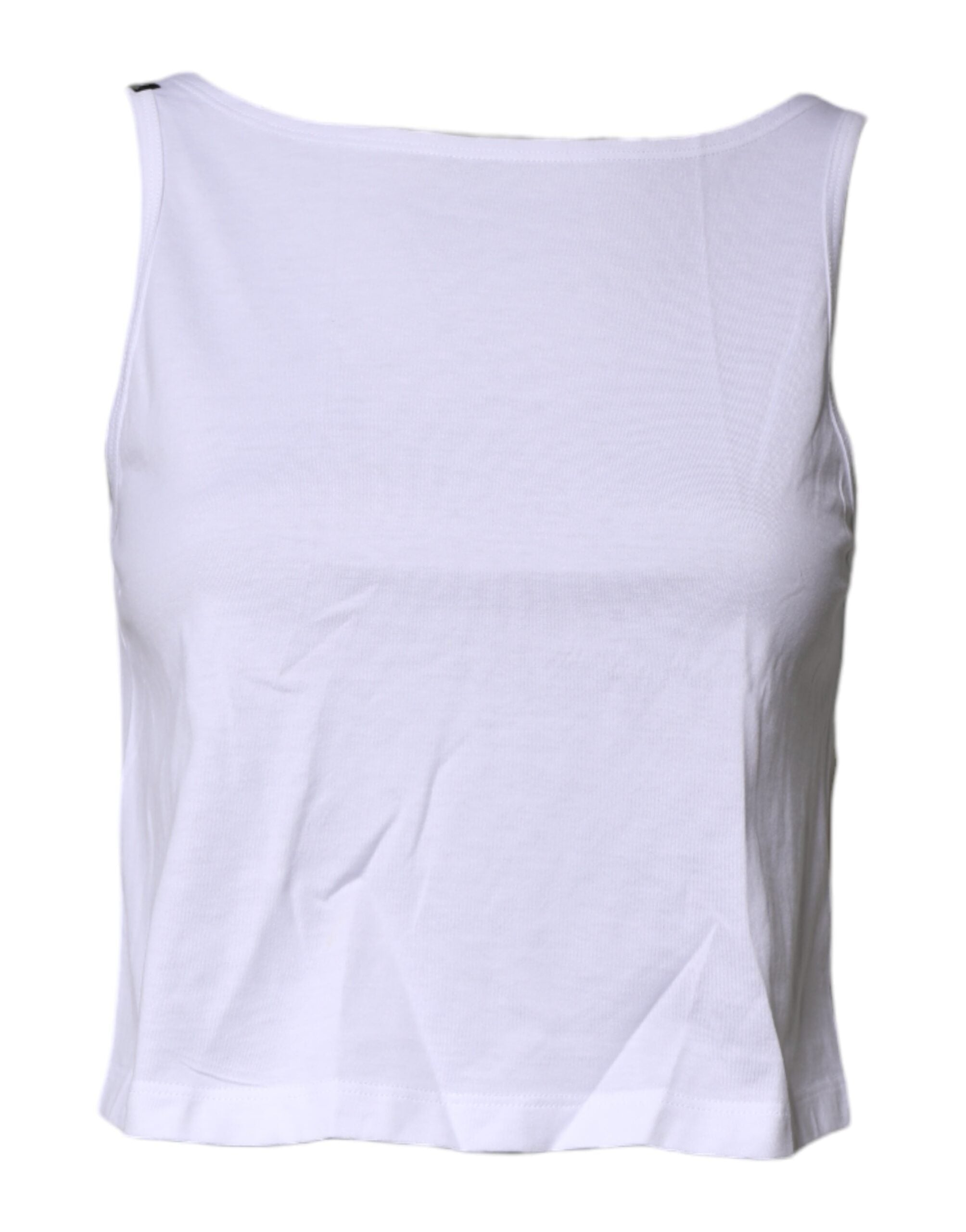 Dolce & Gabbana White Cotton Sleeveless Round Neck Tank Women's Top (Pre-Owned)