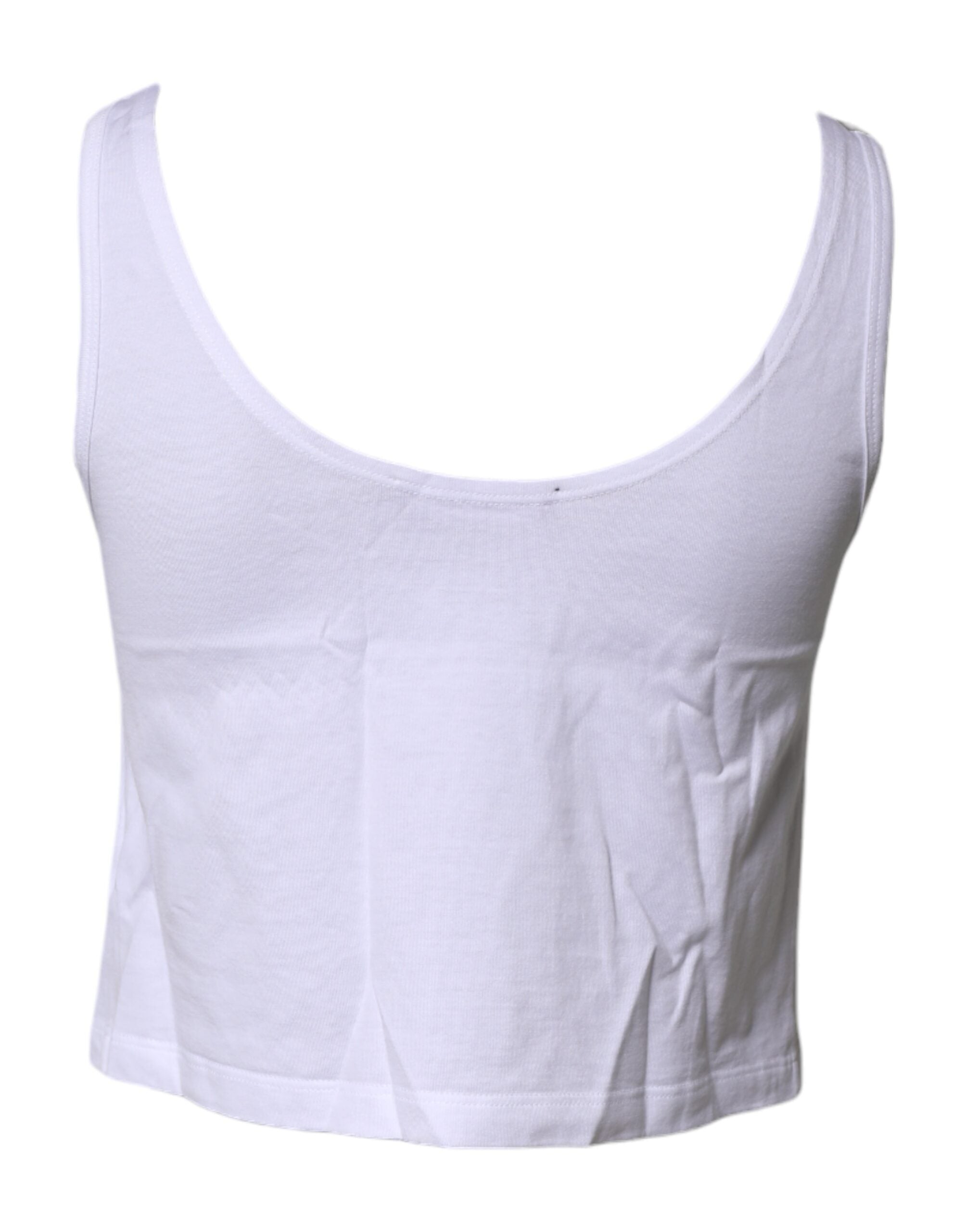 Dolce & Gabbana White Cotton Sleeveless Round Neck Tank Women's Top (Pre-Owned)