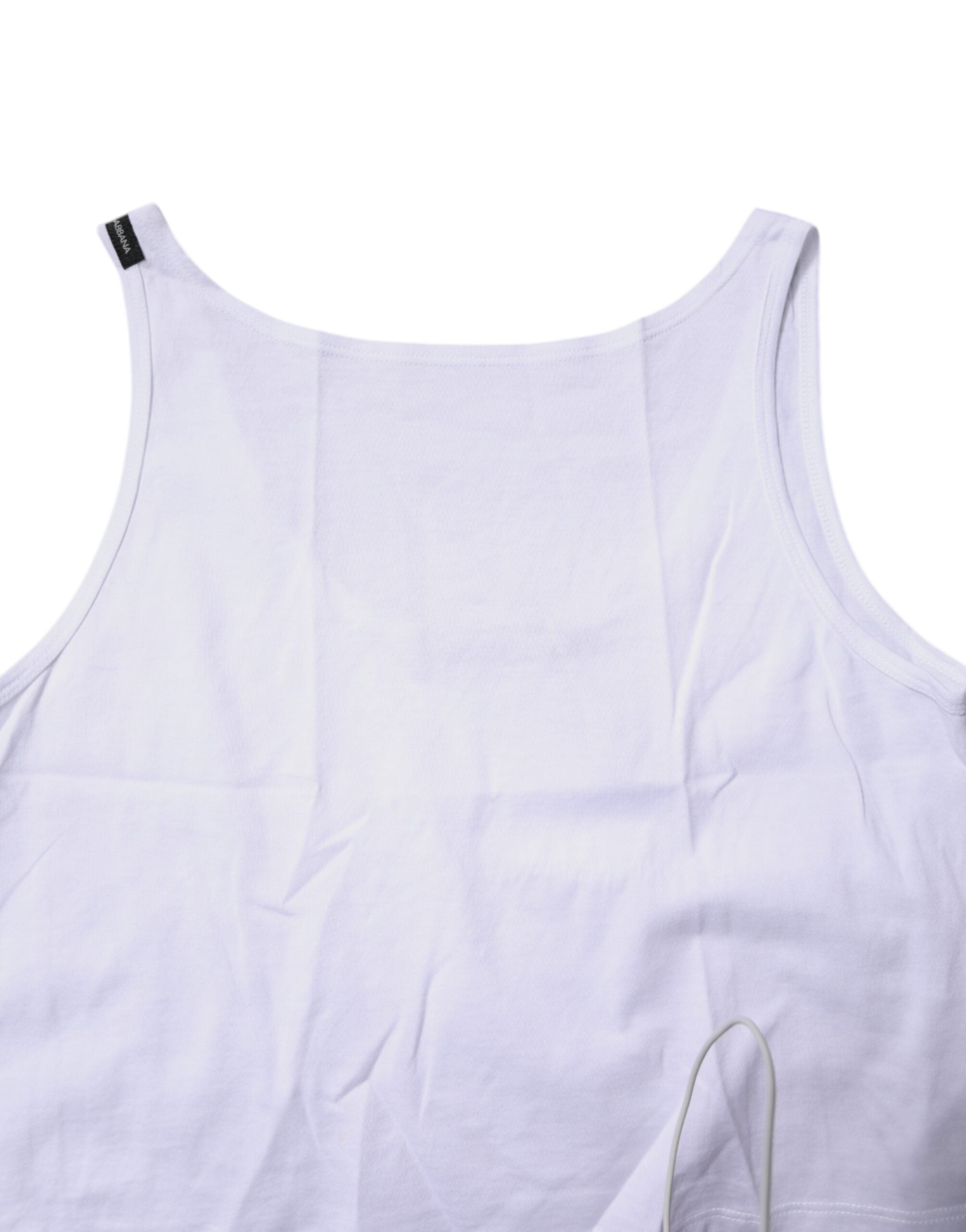 Dolce & Gabbana White Cotton Sleeveless Round Neck Tank Women's Top (Pre-Owned)