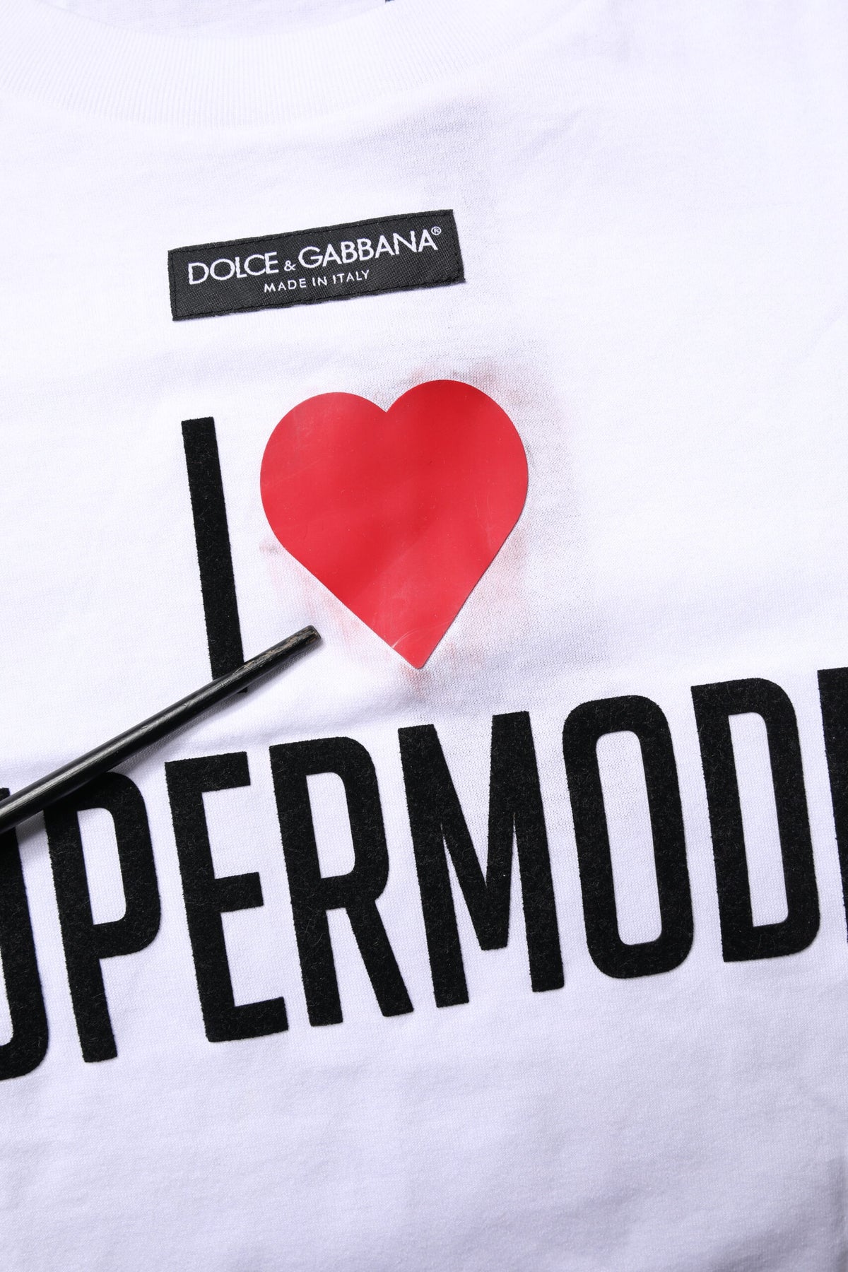 Dolce & Gabbana White Printed Round Neck Top Cotton Women's T-shirt (Pre-Owned)