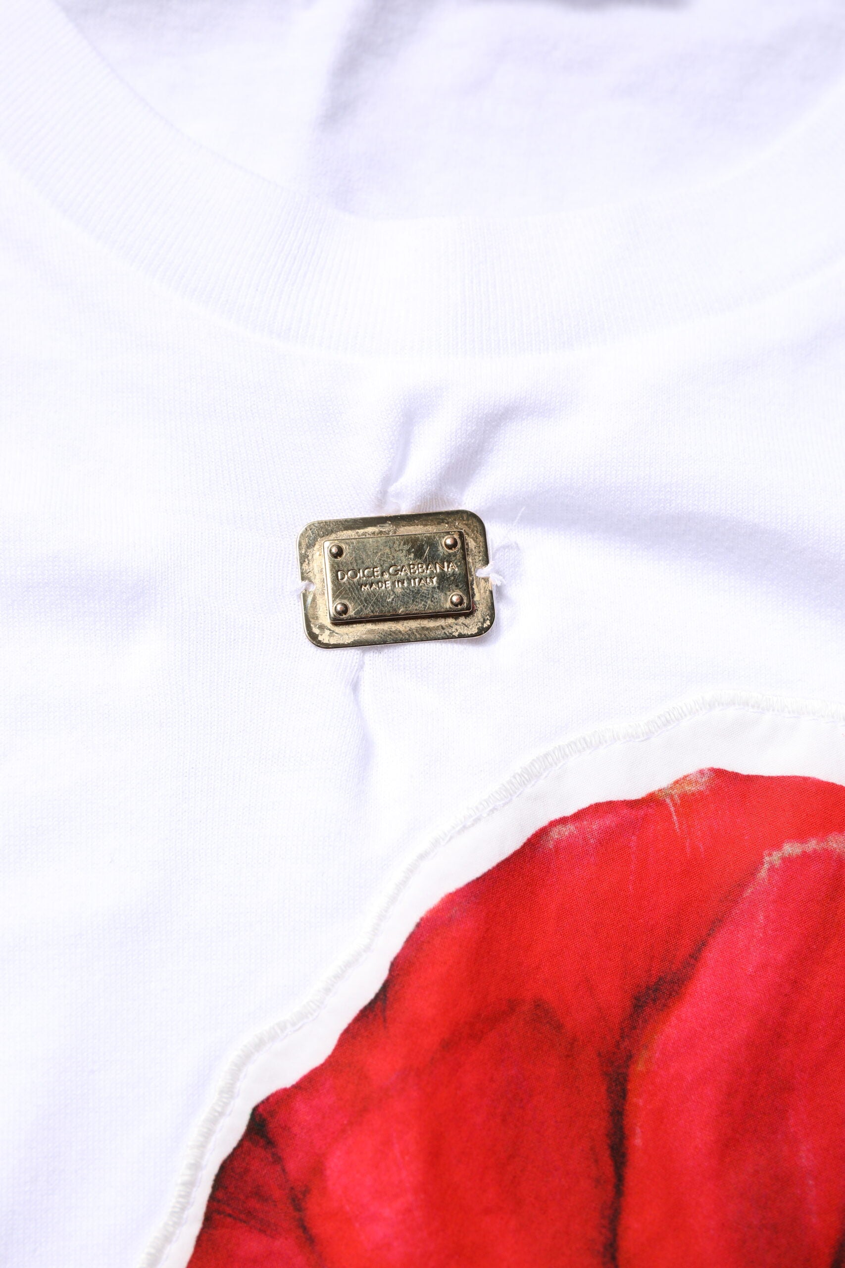 Dolce & Gabbana White Floral Print Cotton Crew Neck Women's T-shirt (Pre-Owned)