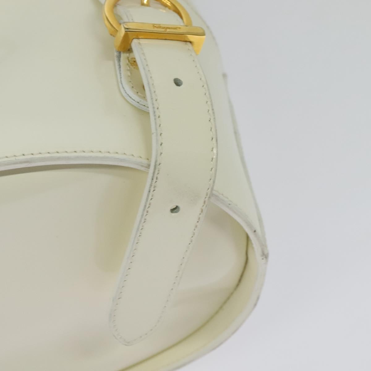 Salvatore Ferragamo Vintage Gancini Patent Leather White Patent_Leather Backpack Bag (Pre-Owned)