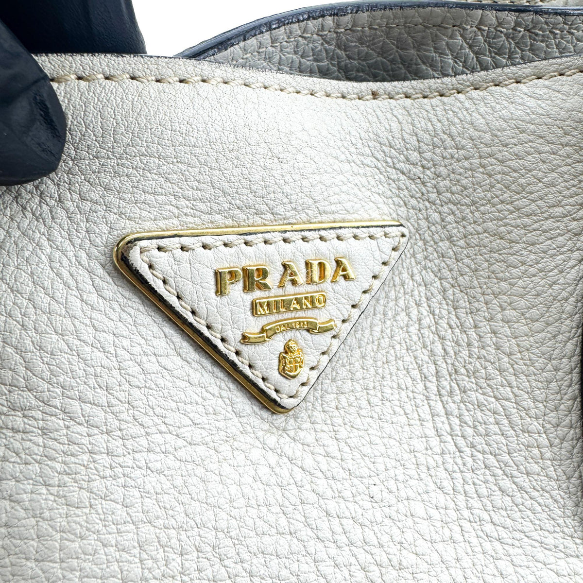 Prada Convertible Shopper Tote Vitello Daino Gray Leather Tote Bag Bag (Pre-Owned)