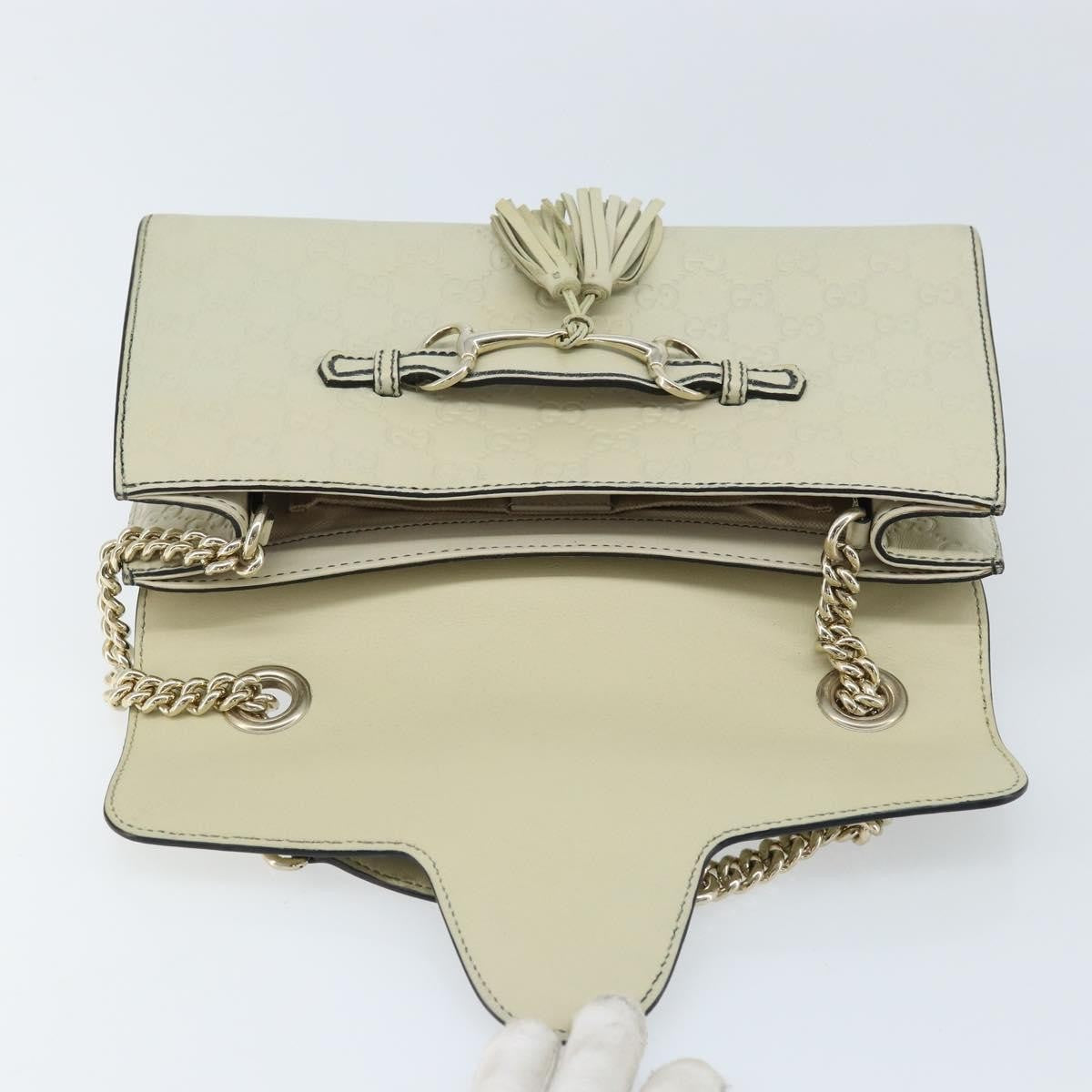 Gucci Emily Chain Flap Guccissima Leather Beige Leather Shoulder Bag Bag (Pre-Owned)