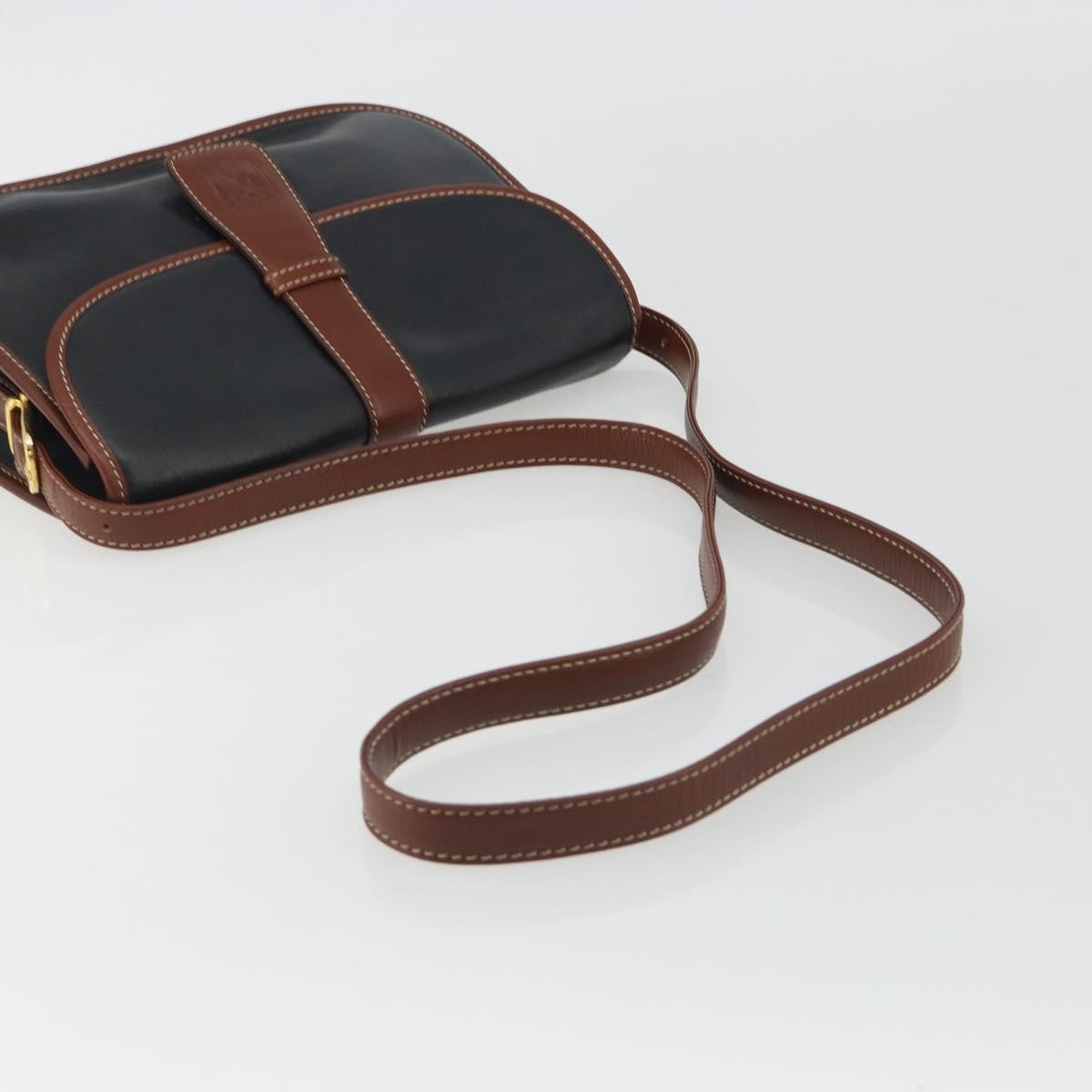 Celine Vintage Flap Leather Black Leather Shoulder Bag Bag (Pre-Owned)