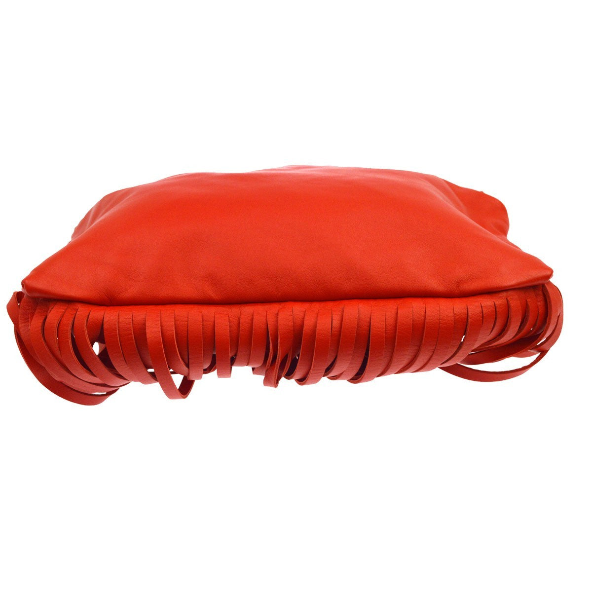 Bottega Veneta The Fringe Leather Red Leather Clutche & Pouche Bag (Pre-Owned)