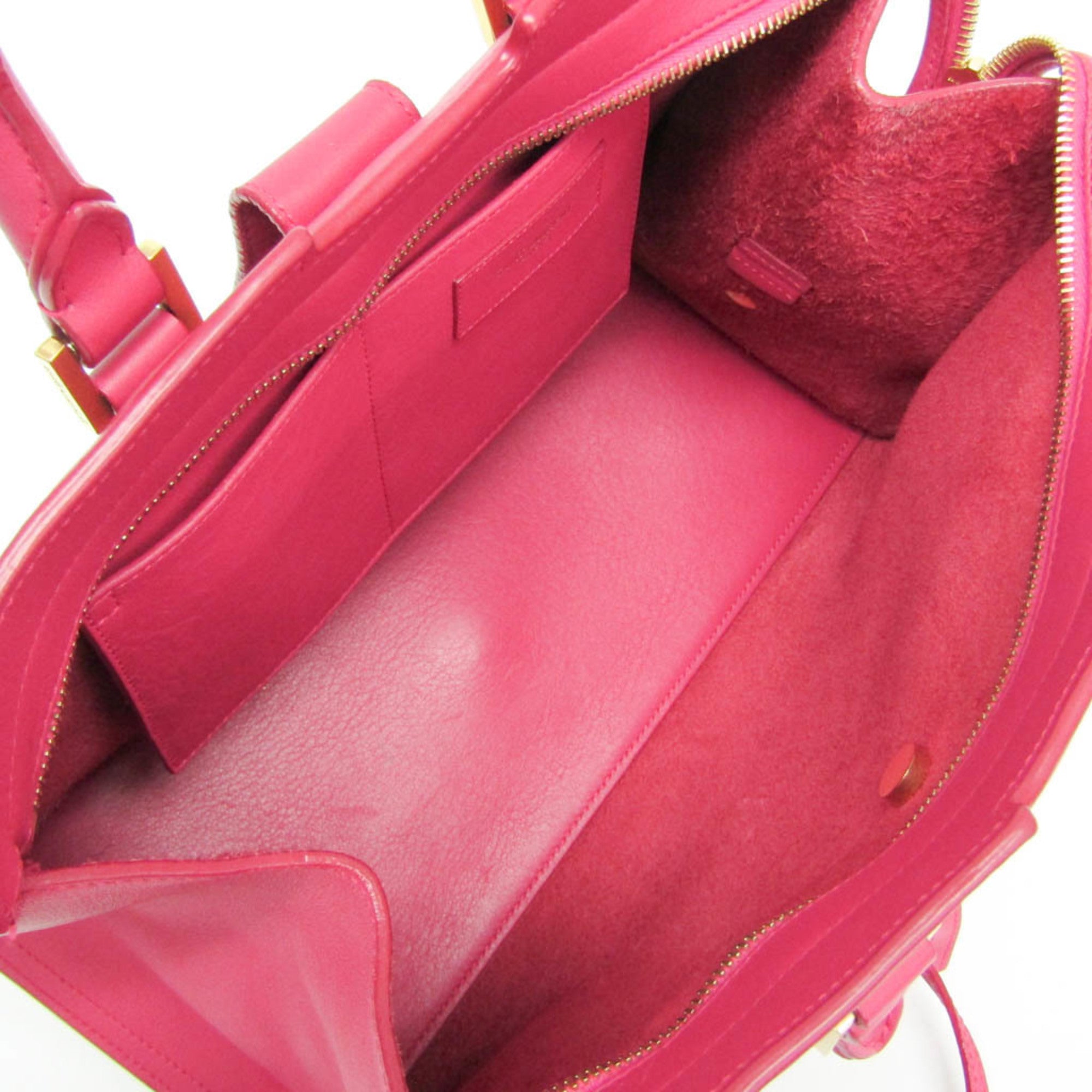 Saint Laurent Classic Y Cabas Leather Pink Leather Handbag (Pre-Owned)