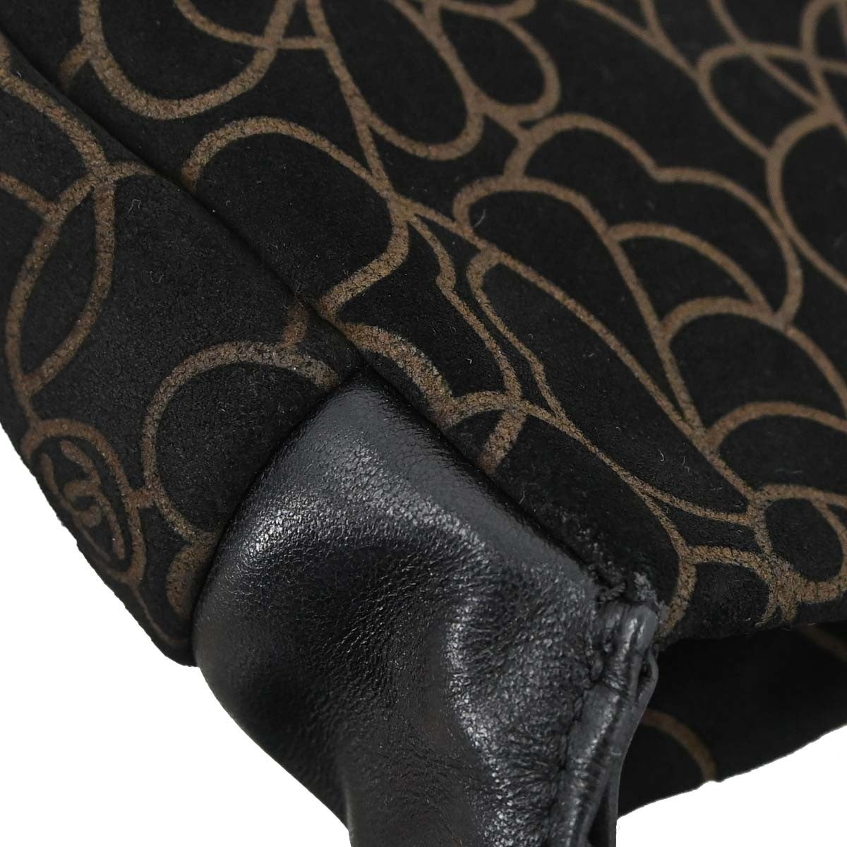 Chanel Camellia Chain Embossed Suede Black Suede Shoulder Bag Bag (Pre-Owned)