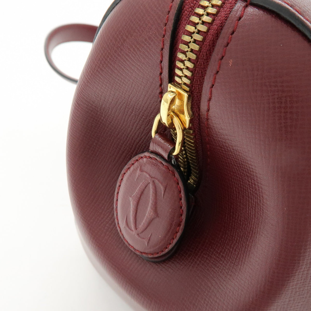 Cartier Must De Cartier Boston Leather Burgundy Leather Travel Bag Bag (Pre-Owned)