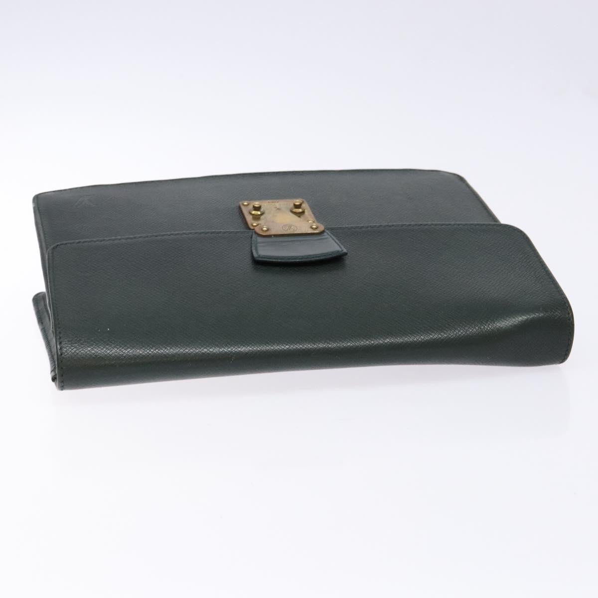 Louis Vuitton Serviette Kourad Taiga Leather Green Leather Clutche & Pouche Bag (Pre-Owned)
