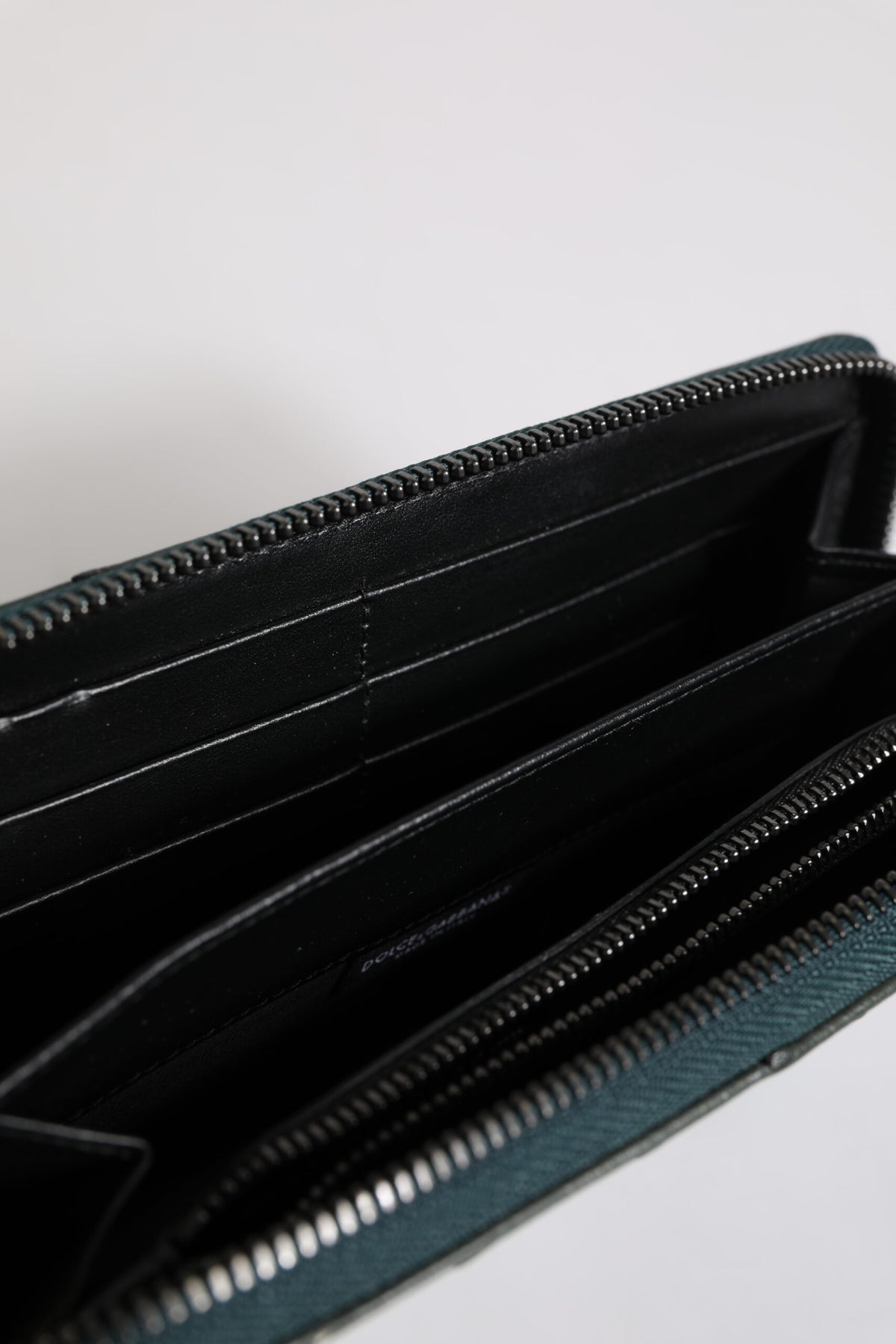 Dolce & Gabbana Green Ostrich Logo Plaque Zip Around Continental Men's Wallet