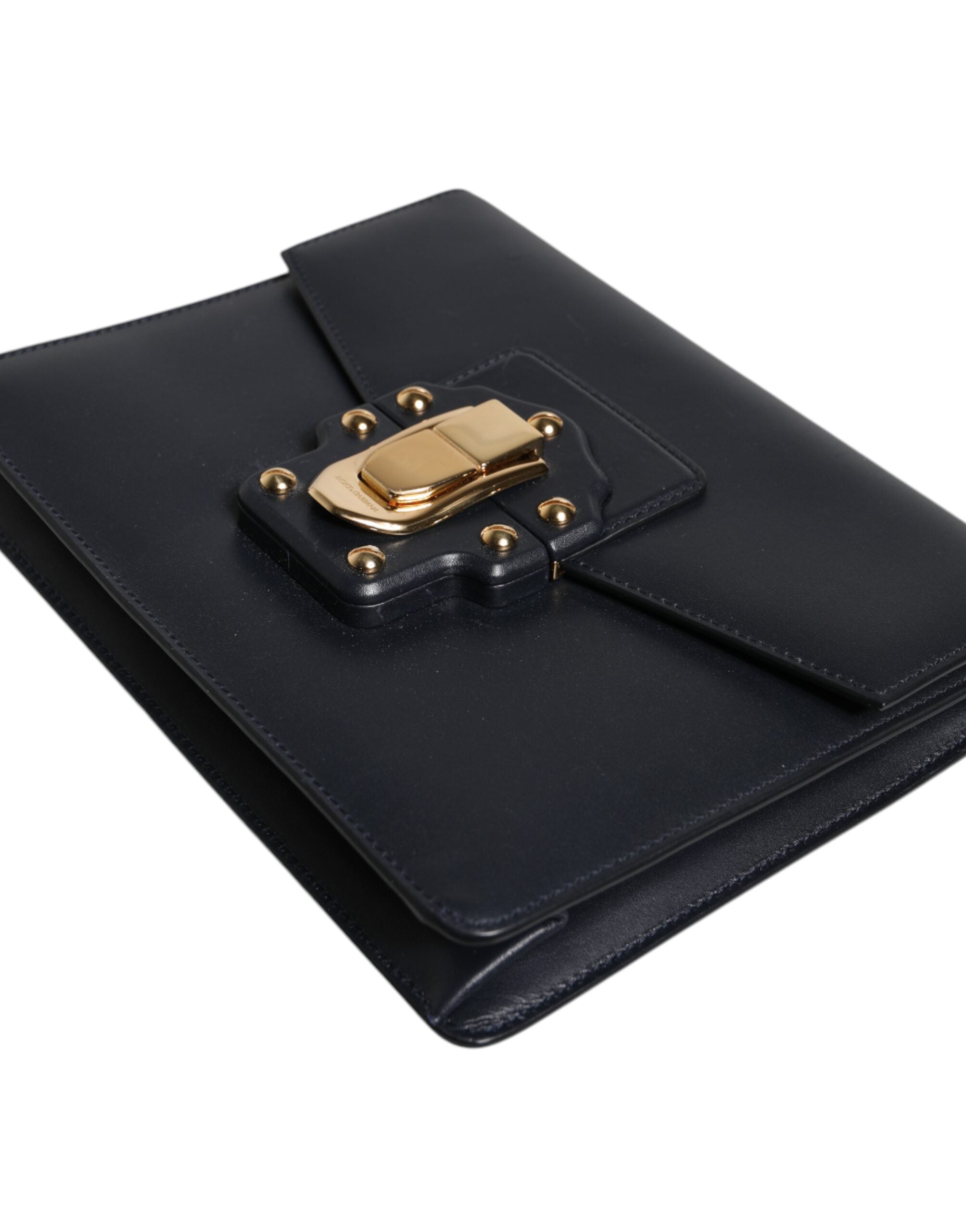 Dolce & Gabbana Black Leather Logo Gold Crossbody Purse Women's Bag (Pre-Owned)
