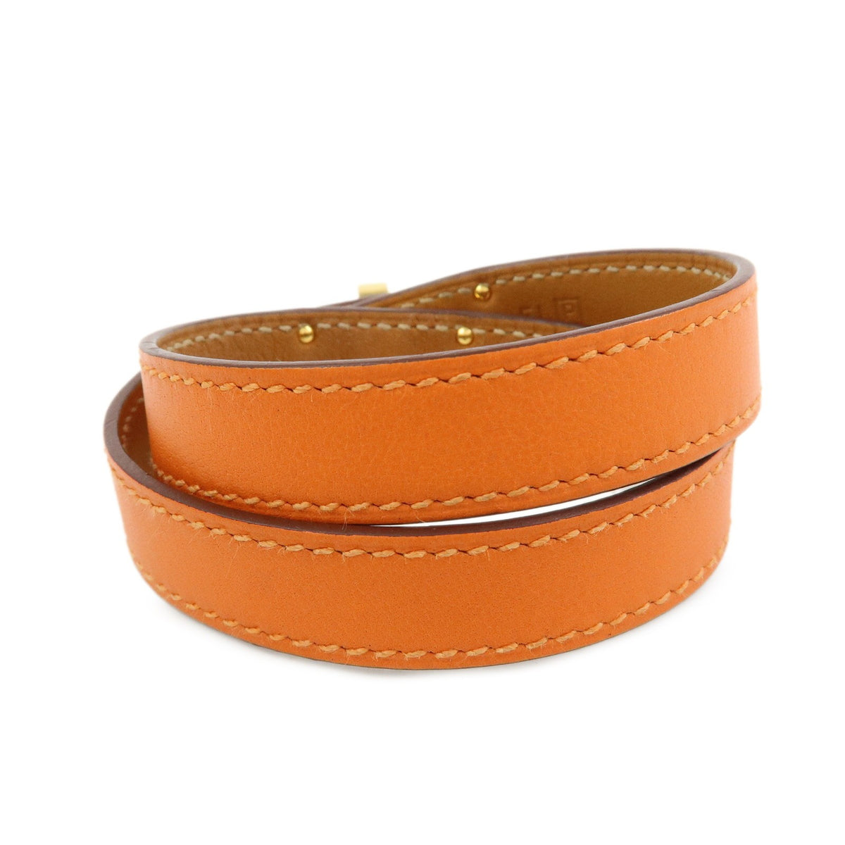 Hermes Kelly Double Tour Leather Orange Leather Bracelet Jewelry (Pre-Owned)