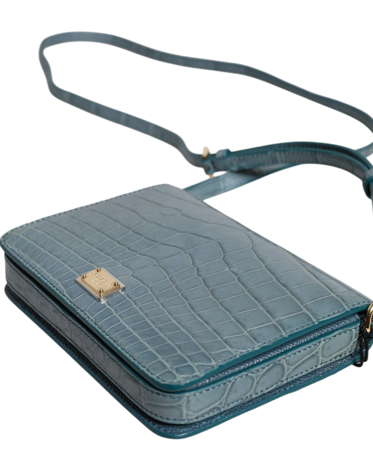 Dolce & Gabbana Green Exotic Leather DG Plaque Crossbody Mini Women's Bag
