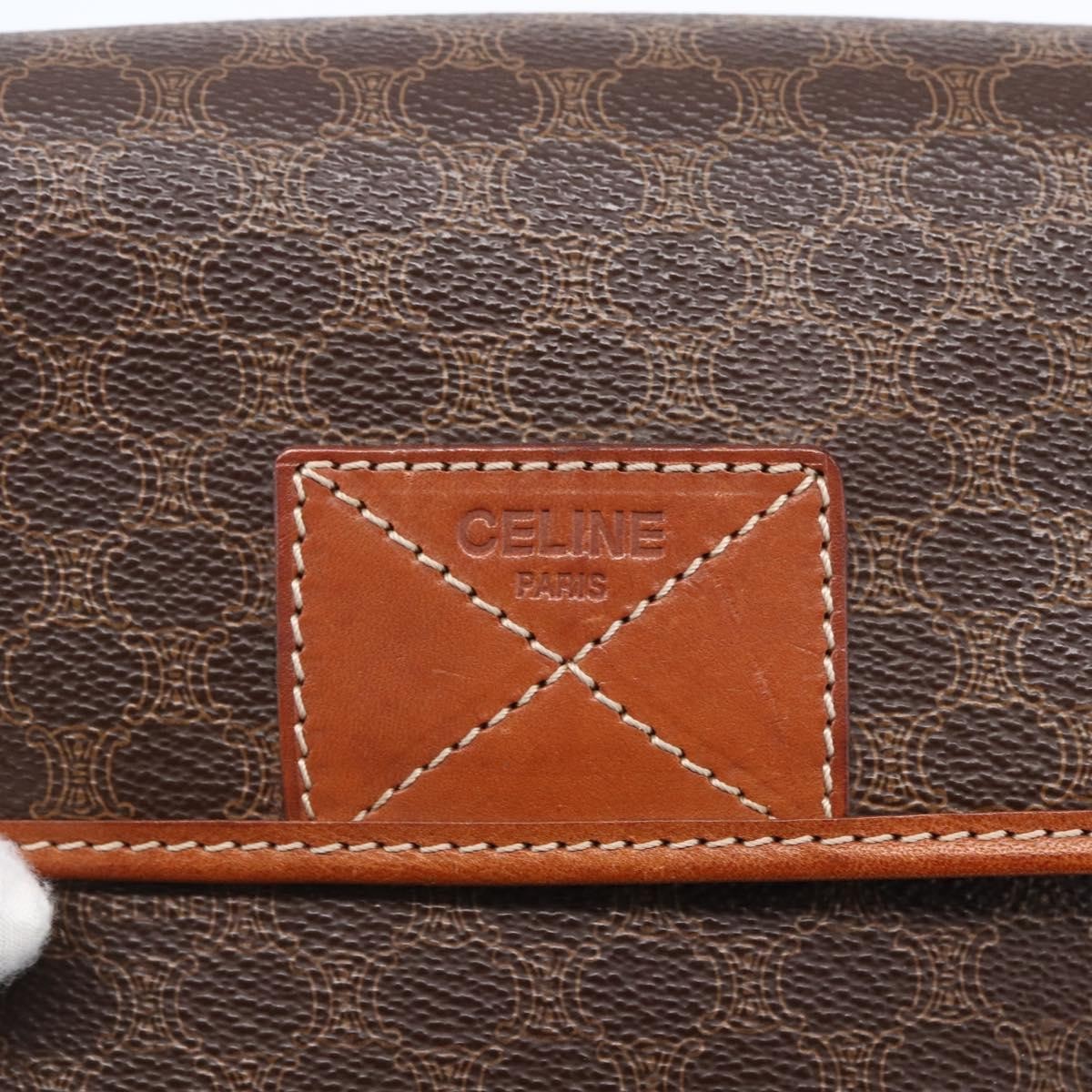 Celine Vintage Macadam Canvas And Leather Brown Canvas Shoulder Bag Bag (Pre-Owned)