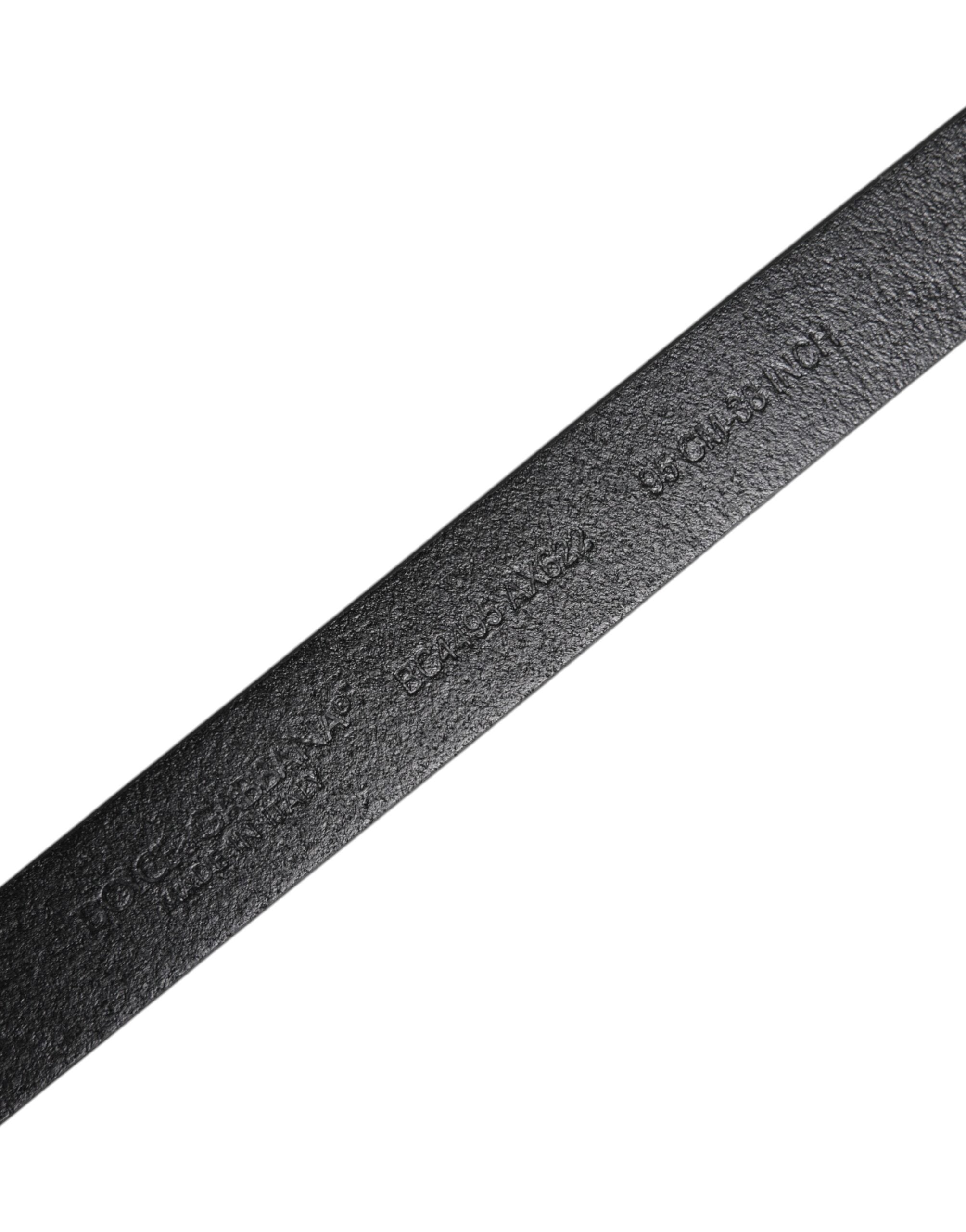 Dolce & Gabbana Black Calf Leather Gold Metal Buckle Men's Belt
