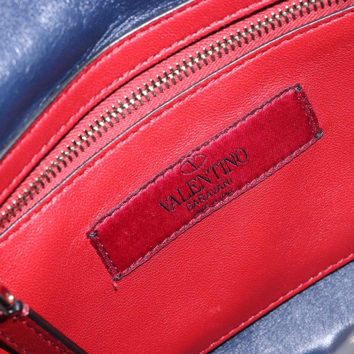 Valentino Garavani Rockstud Spike Flap Quilted Leather Navy Leather Shoulder Bag Bag (Pre-Owned)