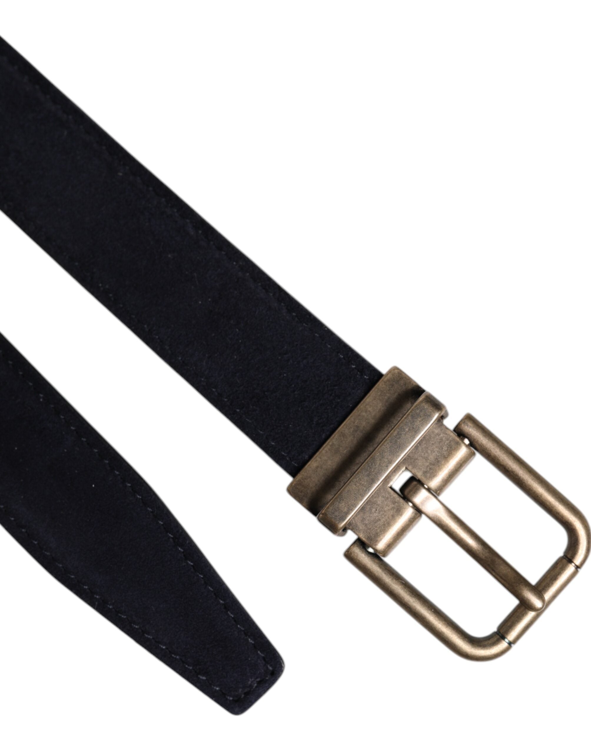Dolce & Gabbana Black Goat Leather Metal Buckle Classic Men's Belt