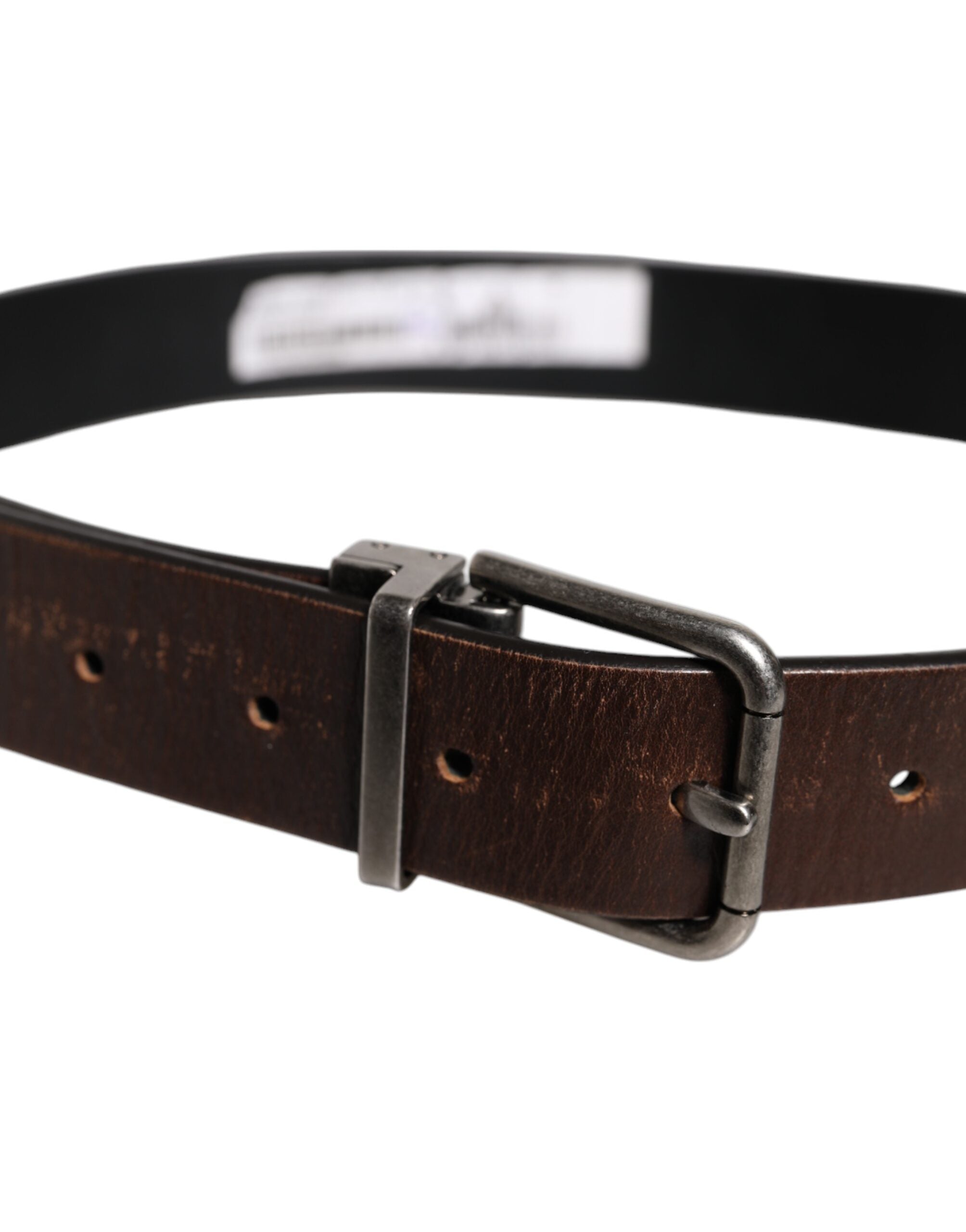 Dolce & Gabbana Brown Solid Leather Classic Waist Buckle Women's Belt (Pre-Owned)
