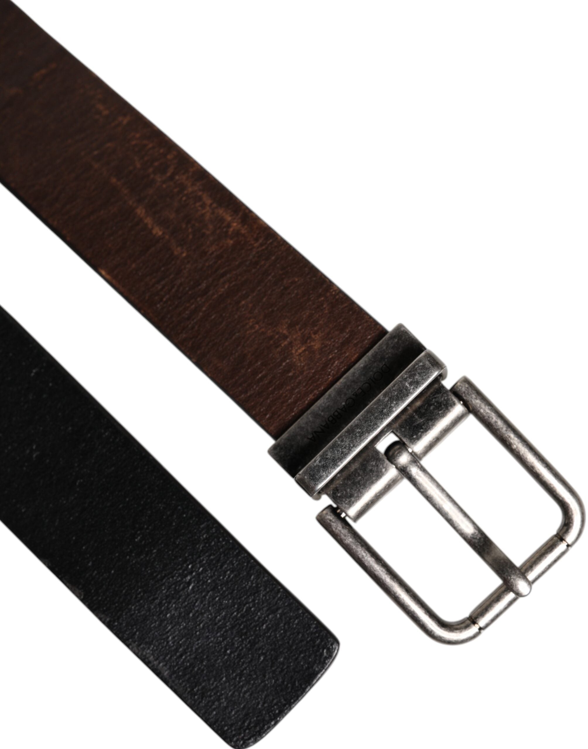 Dolce & Gabbana Brown Solid Leather Classic Waist Buckle Women's Belt (Pre-Owned)