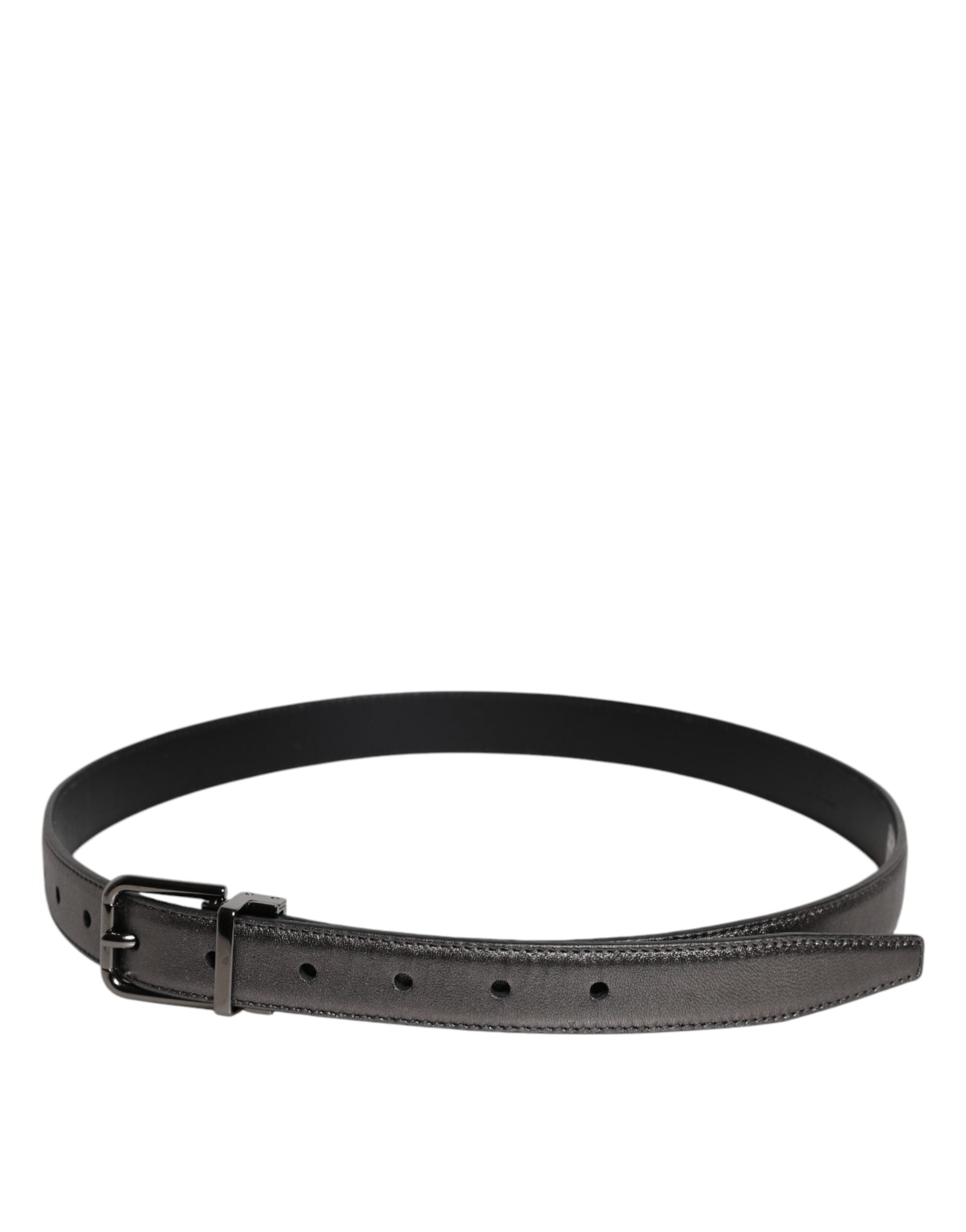 Dolce & Gabbana Black Leather Classic Metal Logo Buckle Men's Belt (Pre-Owned)