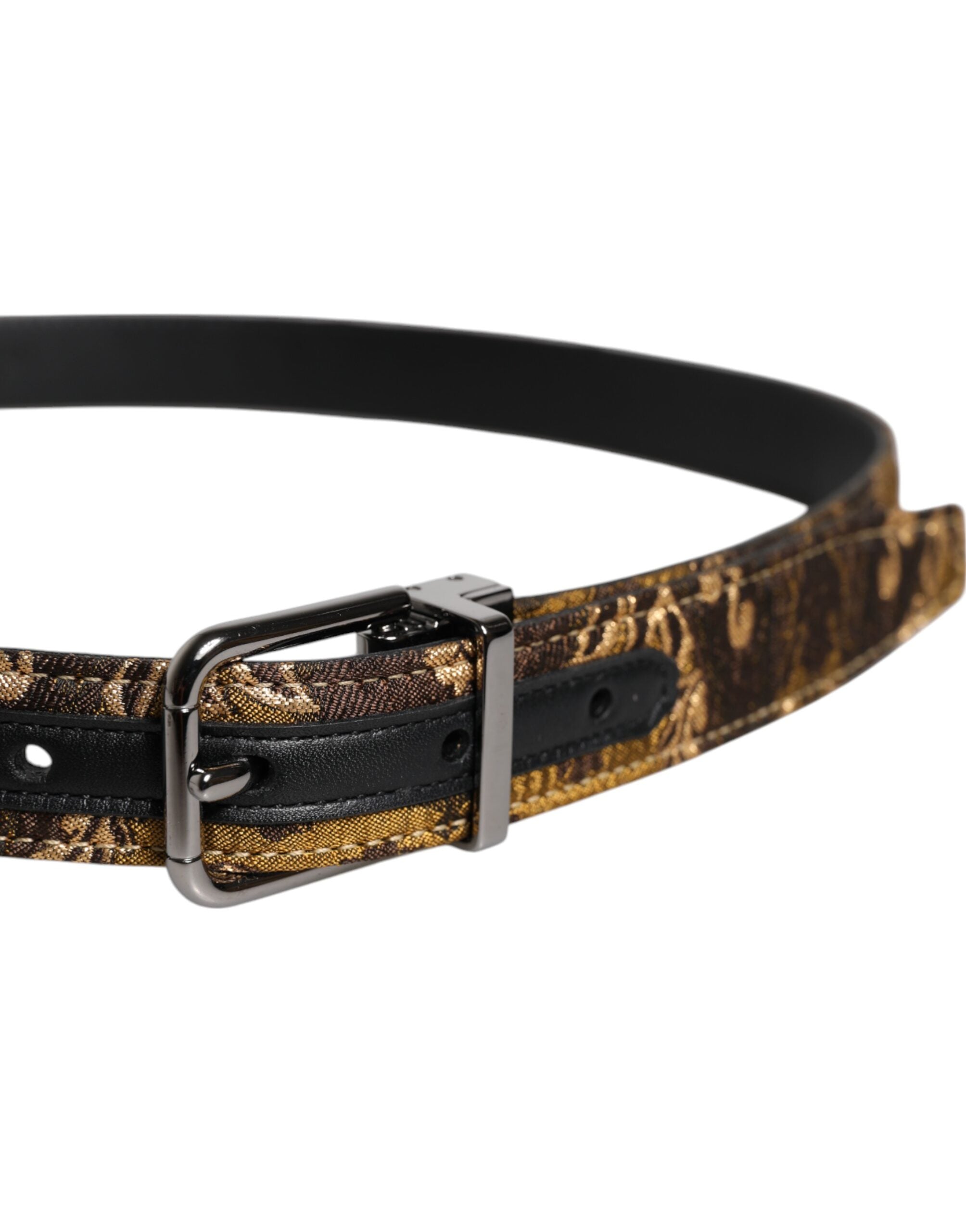 Dolce & Gabbana Multicolor Jacquard Leather Logo Buckle Men's Belt (Pre-Owned)
