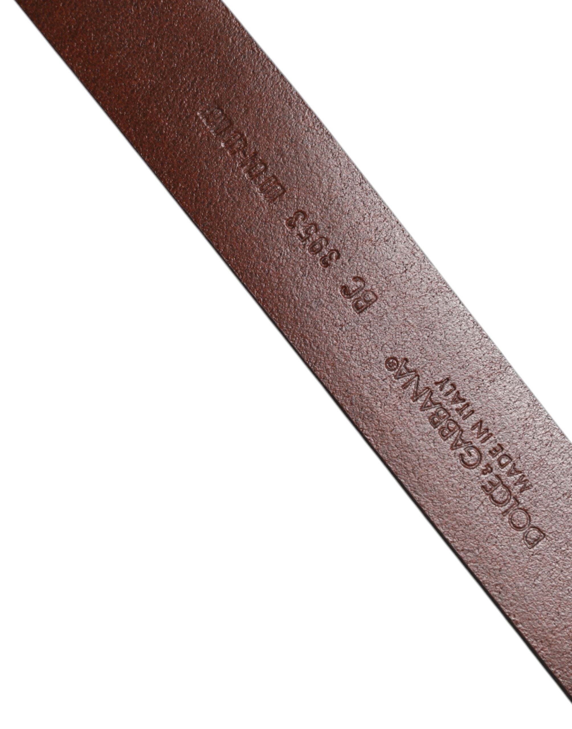 Dolce & Gabbana Brown Leather Classic Metal Logo Buckle Men's Belt (Pre-Owned)