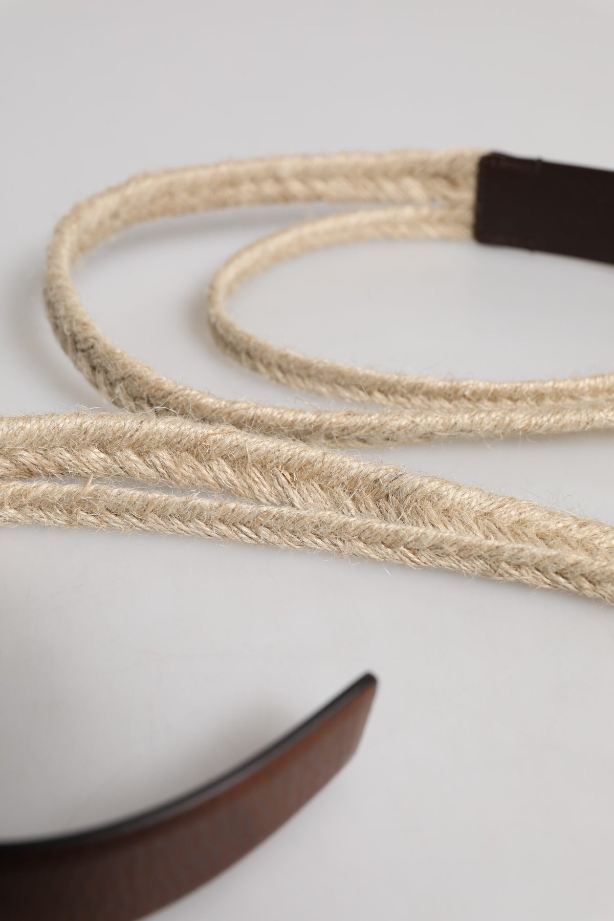 Dolce & Gabbana Brown Jute Leather Woven Metal Buckle Men's Belt
