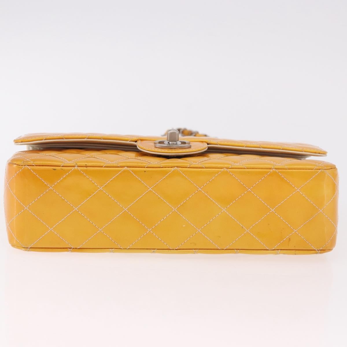Chanel Timeless - Classic Double Flap Quilted Patent Yellow Patent_Leather Shoulder Bag Bag (Pre-Owned)