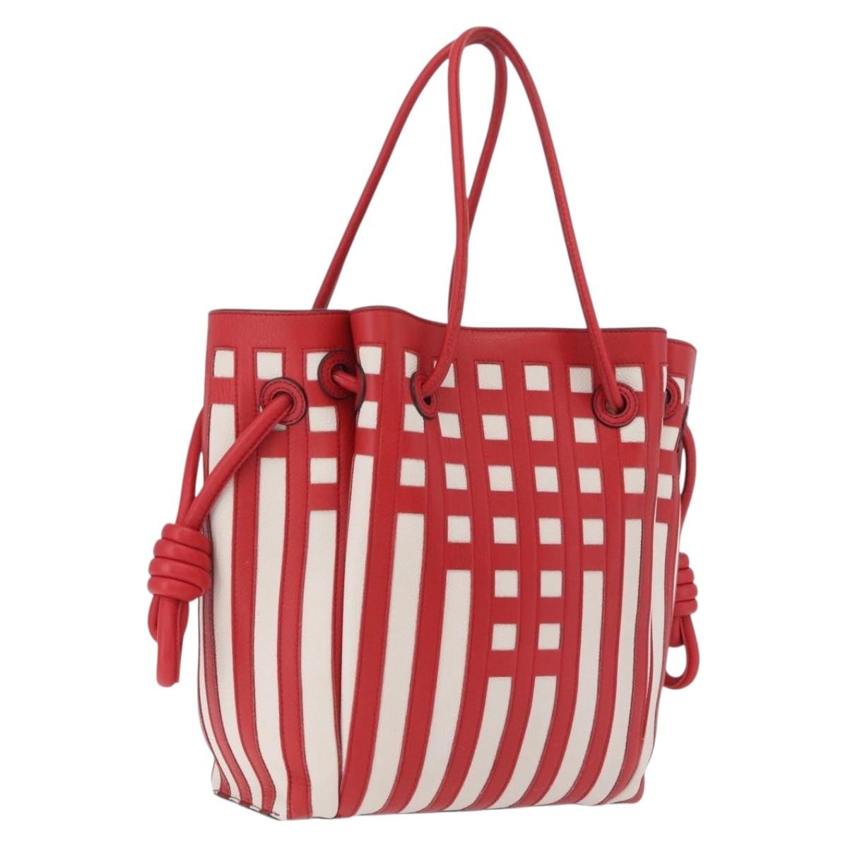 Loewe Flamenco Knot Patchwork Leather Red Leather Handbag (Pre-Owned)